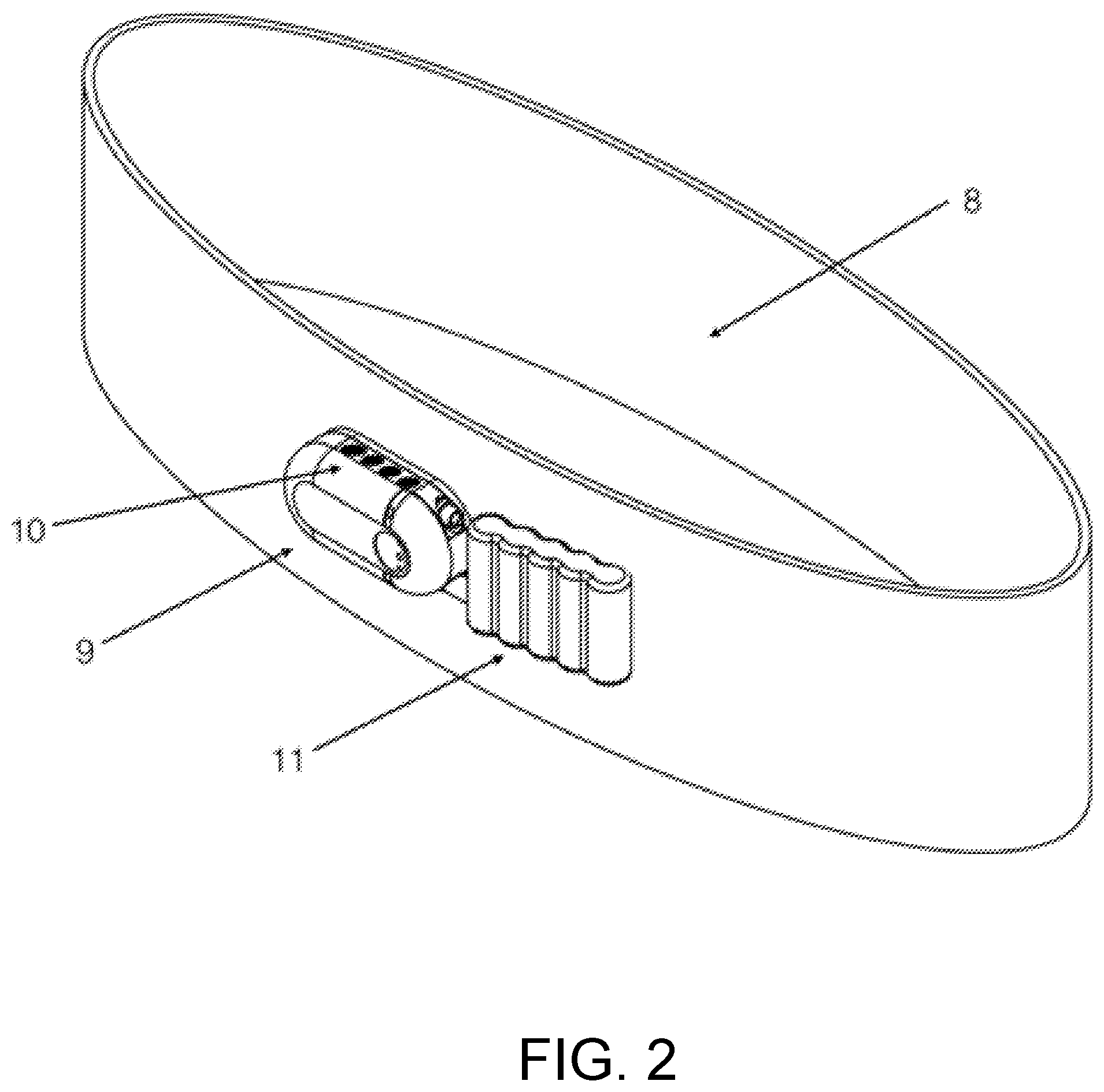 Patent US12359659 Figure 2 – Portable device with disposable reservoir for collection of internal fluid after surgery