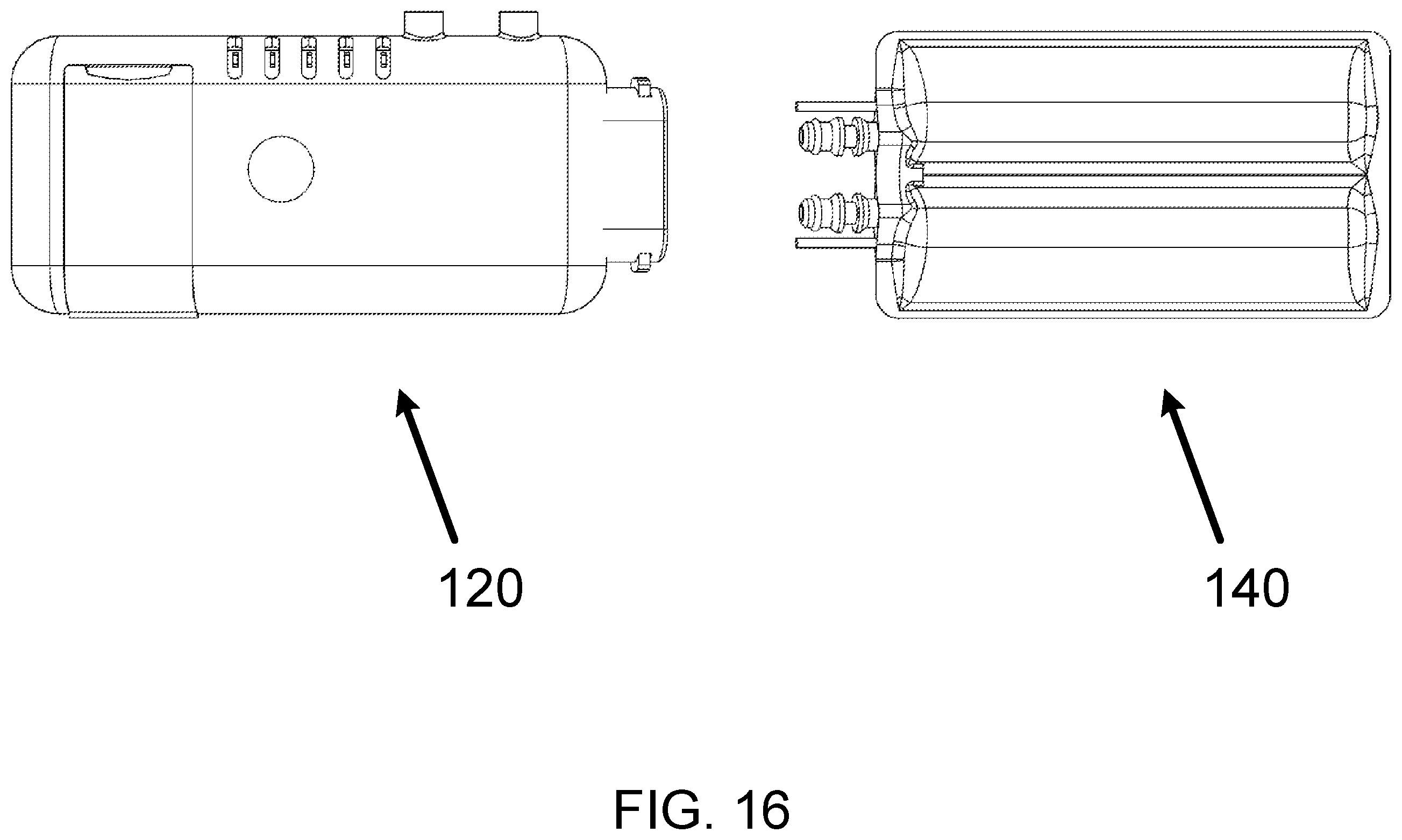 Patent US12359659 Figure 16 – Portable device with disposable reservoir for collection of internal fluid after surgery