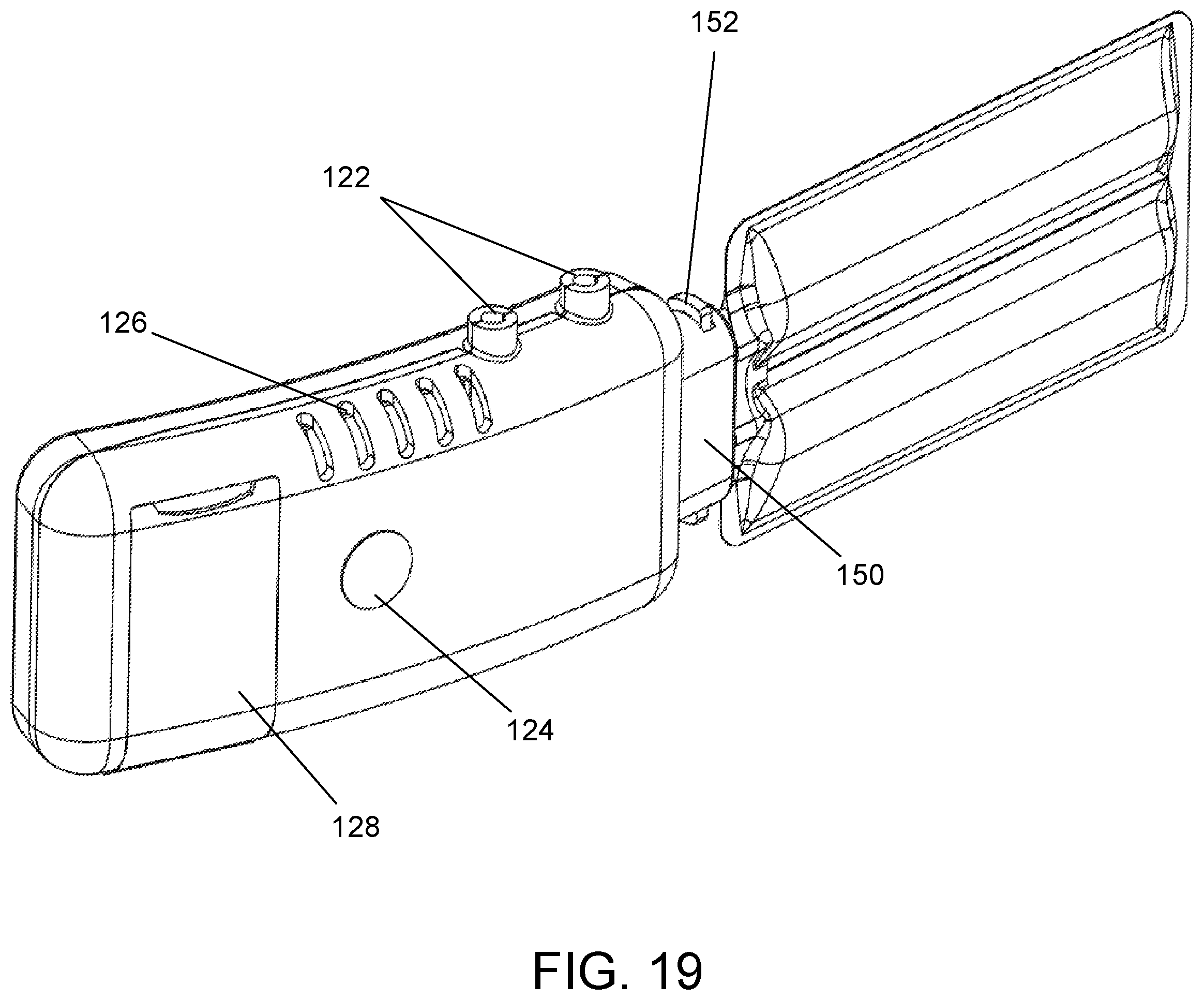 Patent US12359659 Figure 19 – Portable device with disposable reservoir for collection of internal fluid after surgery
