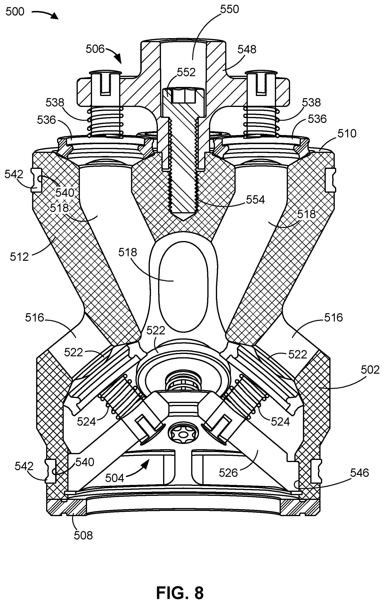 Patent US12359663 Figure 8 – Valve cartridge for a fluid pump