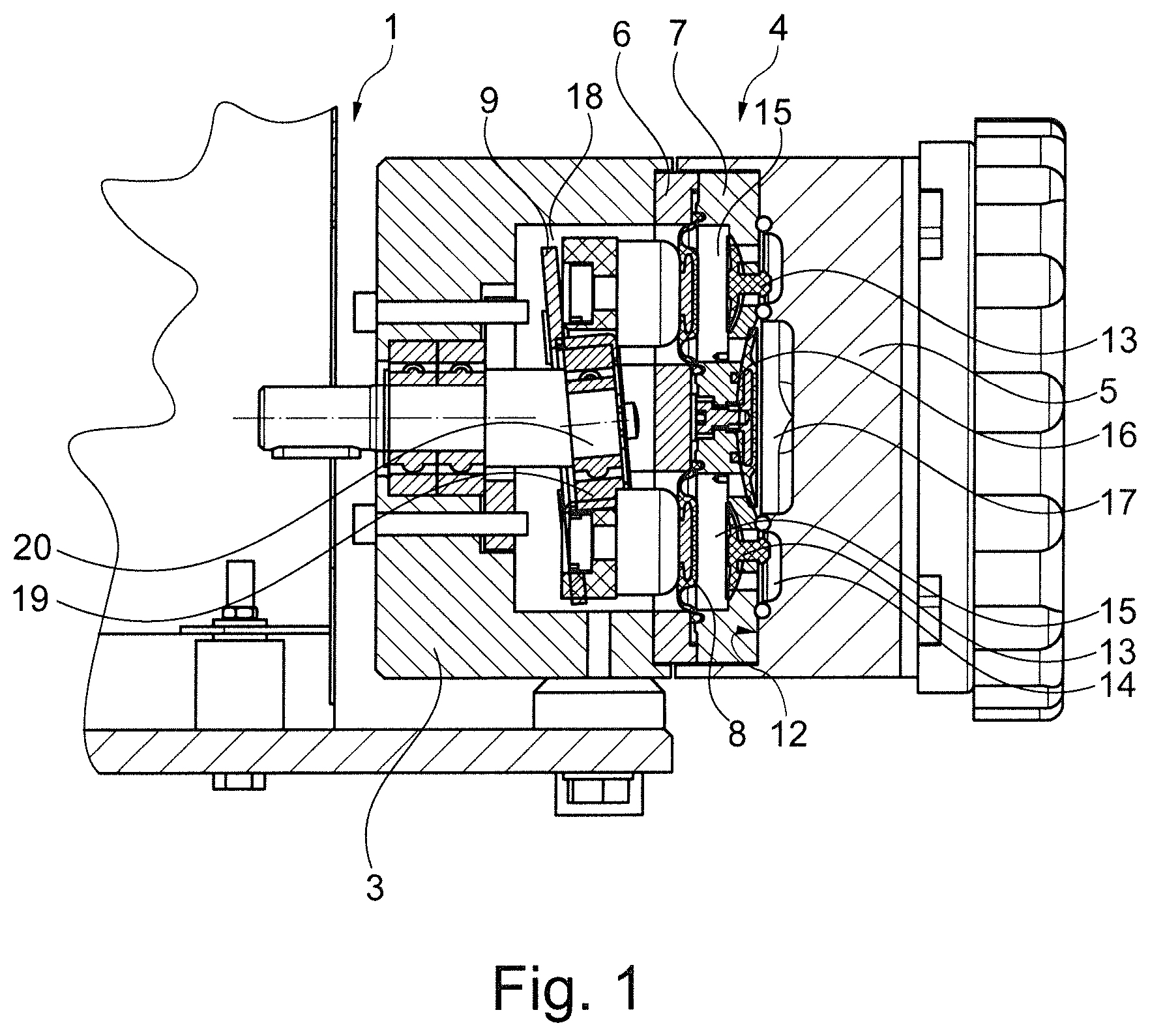 Patent US12359664 Figure 1 – Tightening device for a device for conveying fluid and a device for conveying fluid
