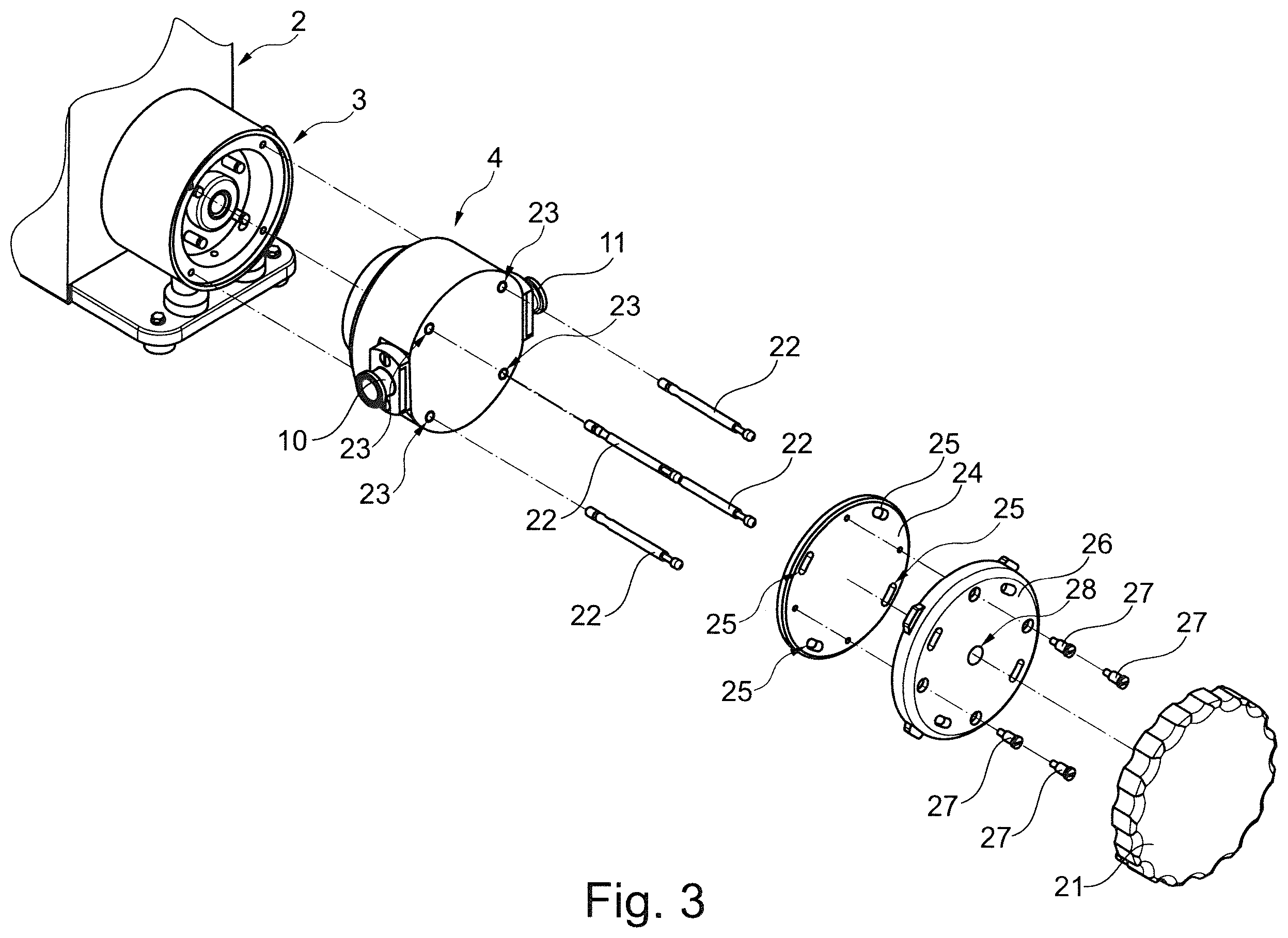 Patent US12359664 Figure 3 – Tightening device for a device for conveying fluid and a device for conveying fluid