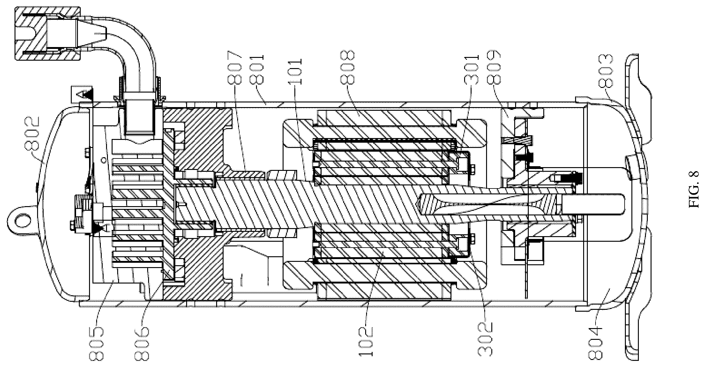 Patent US12359666 Figure 7 – Rotor assembly and compressor