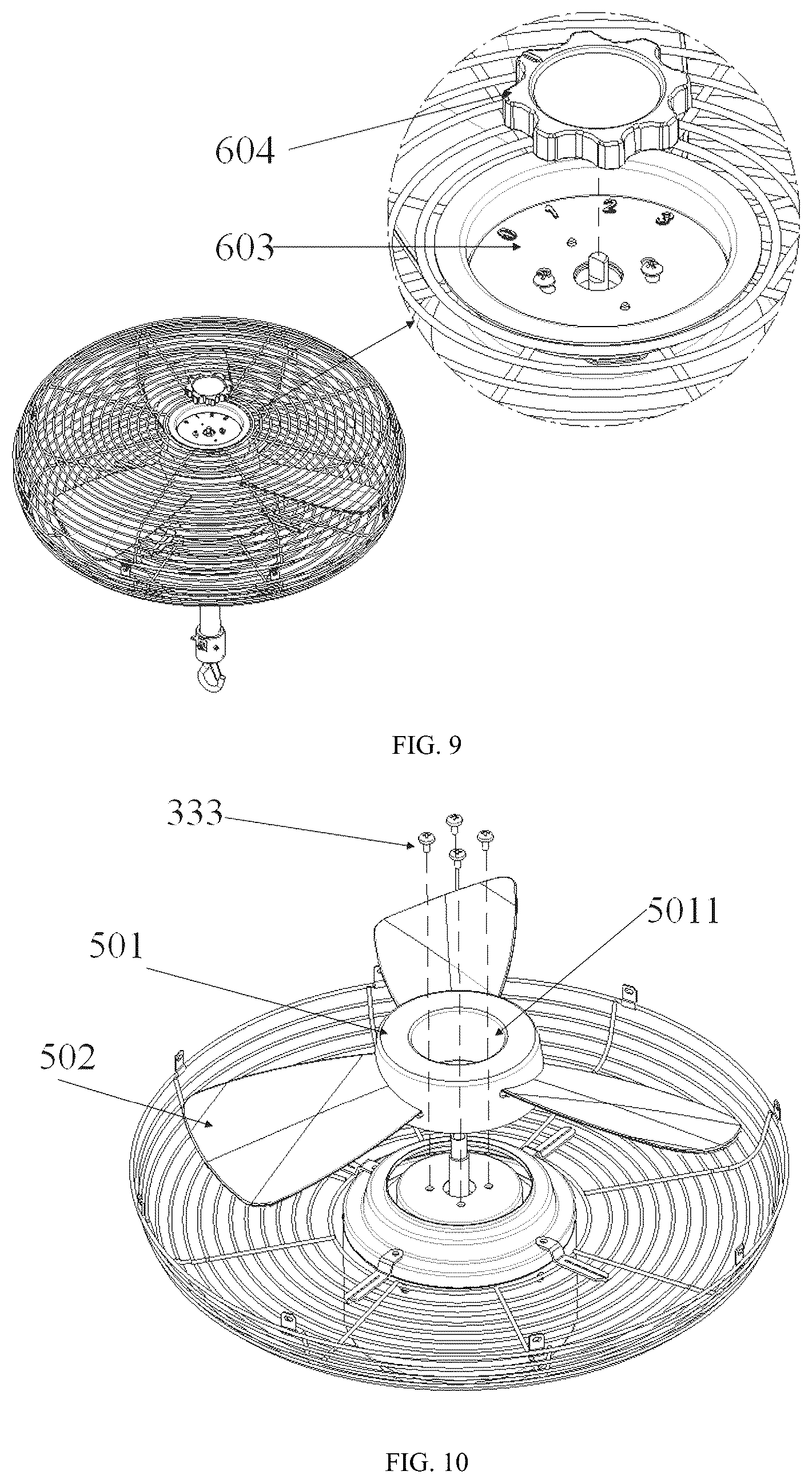 Patent US12359678 Figure 5 – Ceiling fan
