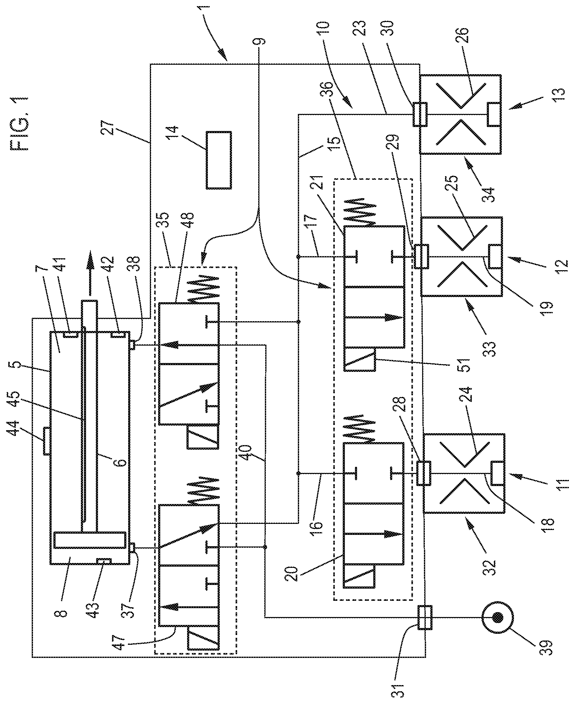 Patent US12359682 Figure 1 – Pneumatic device with a movably mounted piston