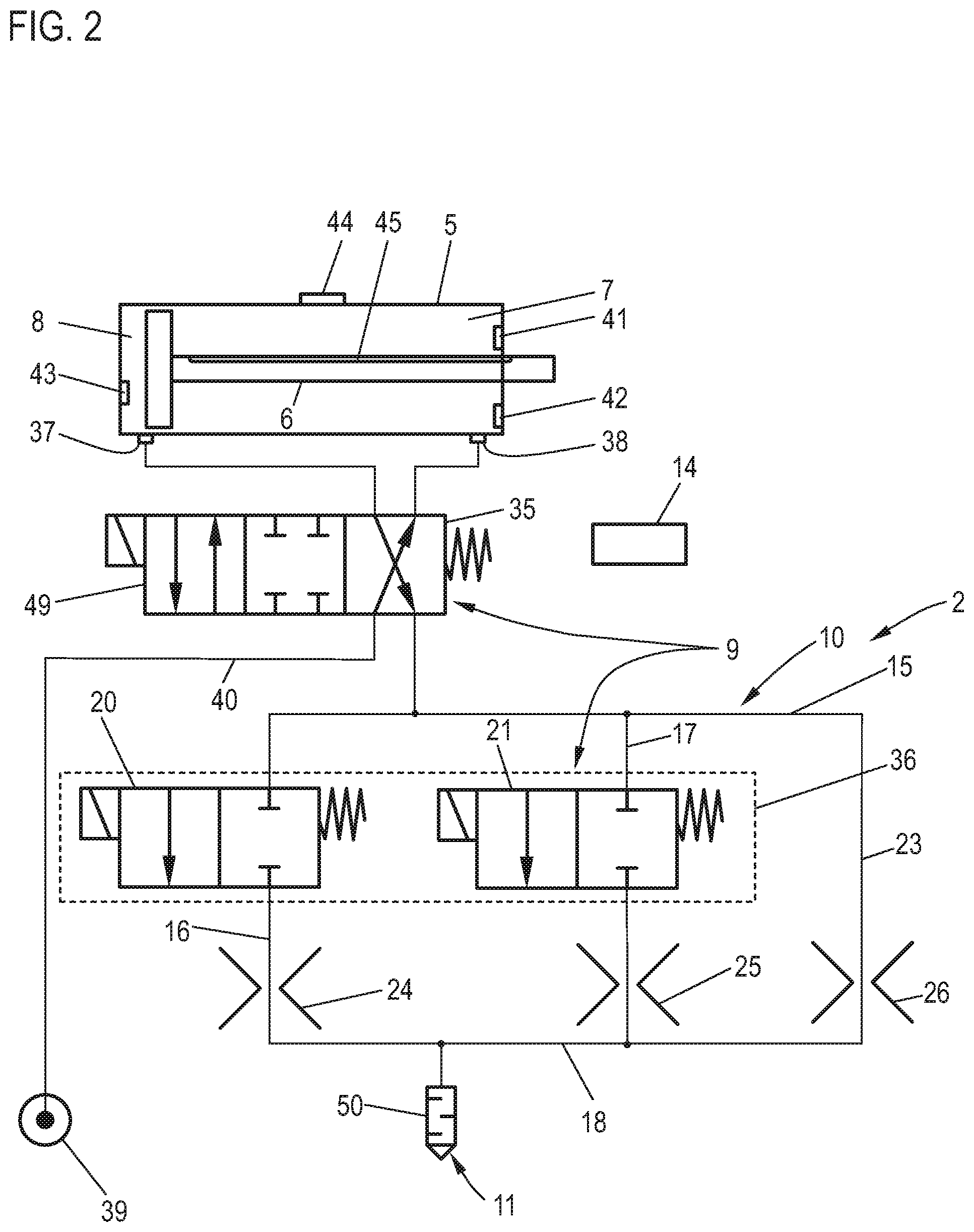 Patent US12359682 Figure 2 – Pneumatic device with a movably mounted piston
