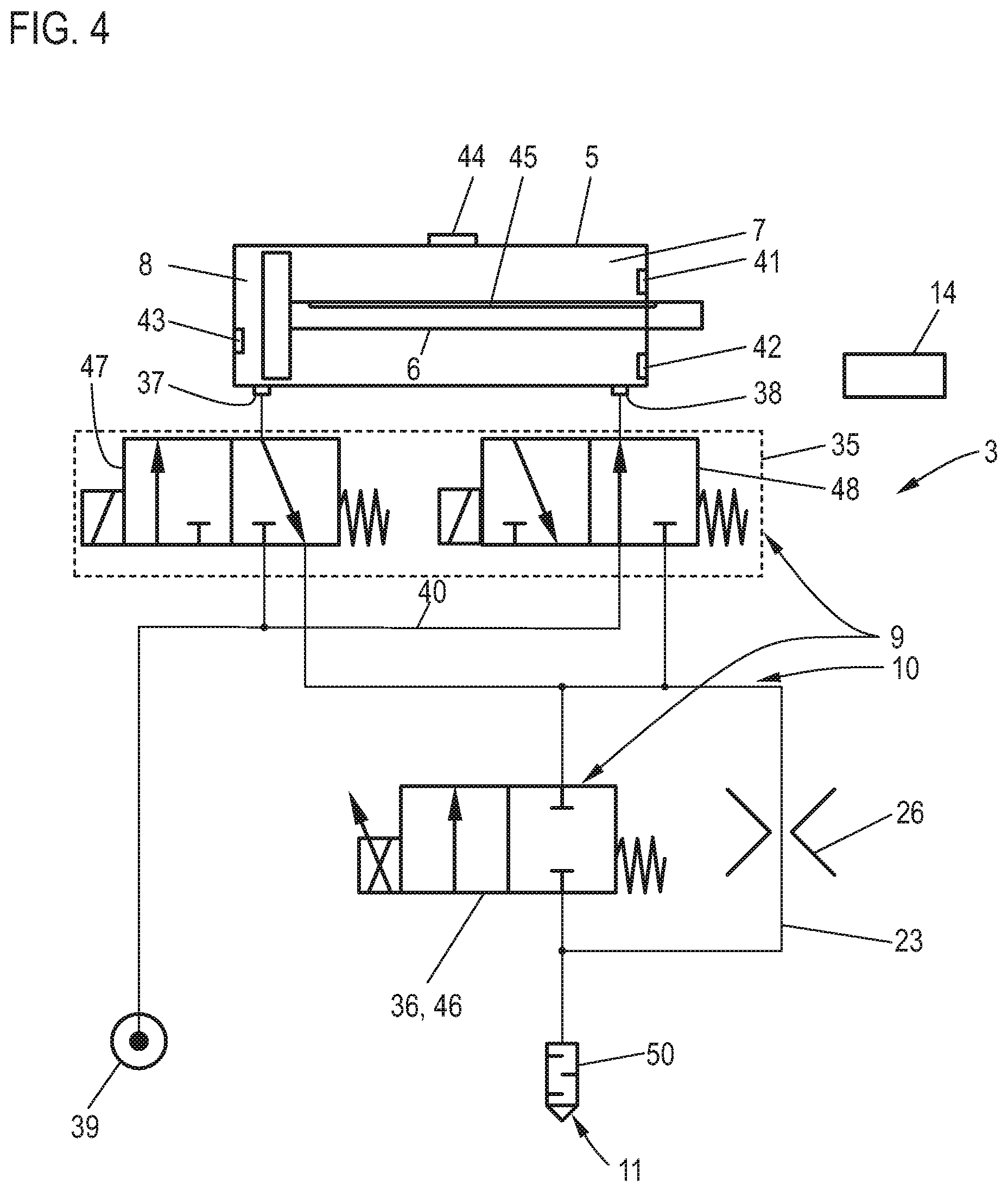 Patent US12359682 Figure 4 – Pneumatic device with a movably mounted piston