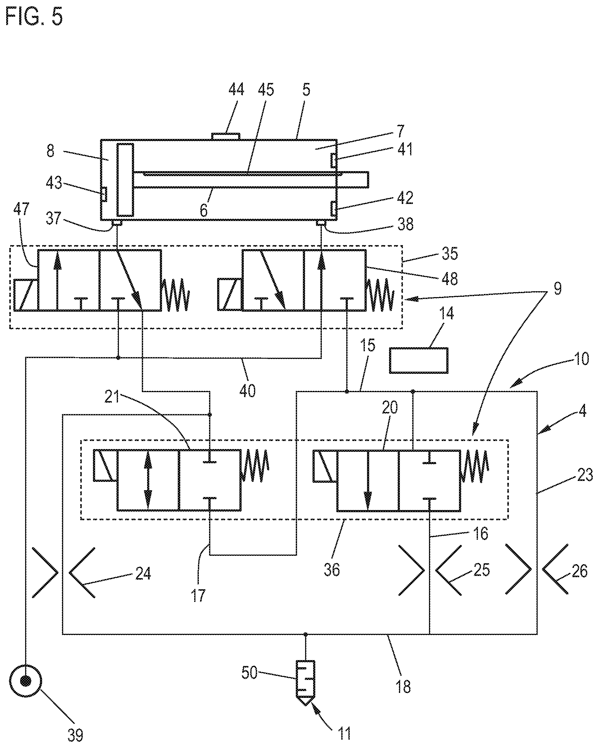 Patent US12359682 Figure 5 – Pneumatic device with a movably mounted piston