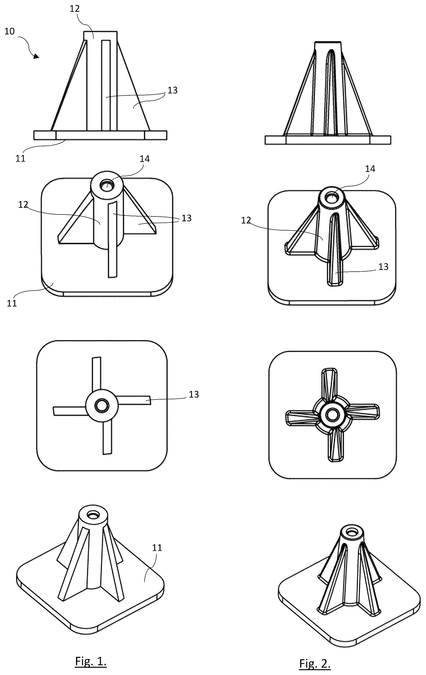 Patent US12359689 Figure 1 – Ribbed screwboss