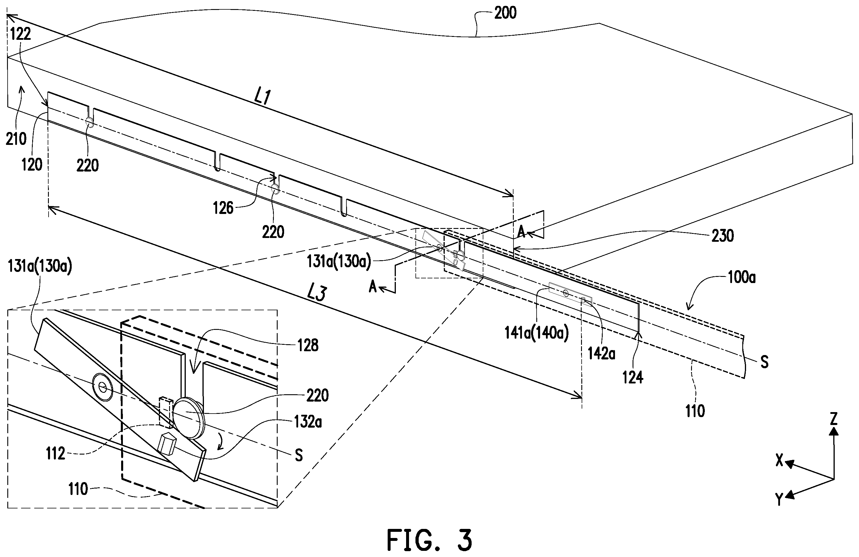 Patent US12359692 Figure 3 – Slide rail assembly