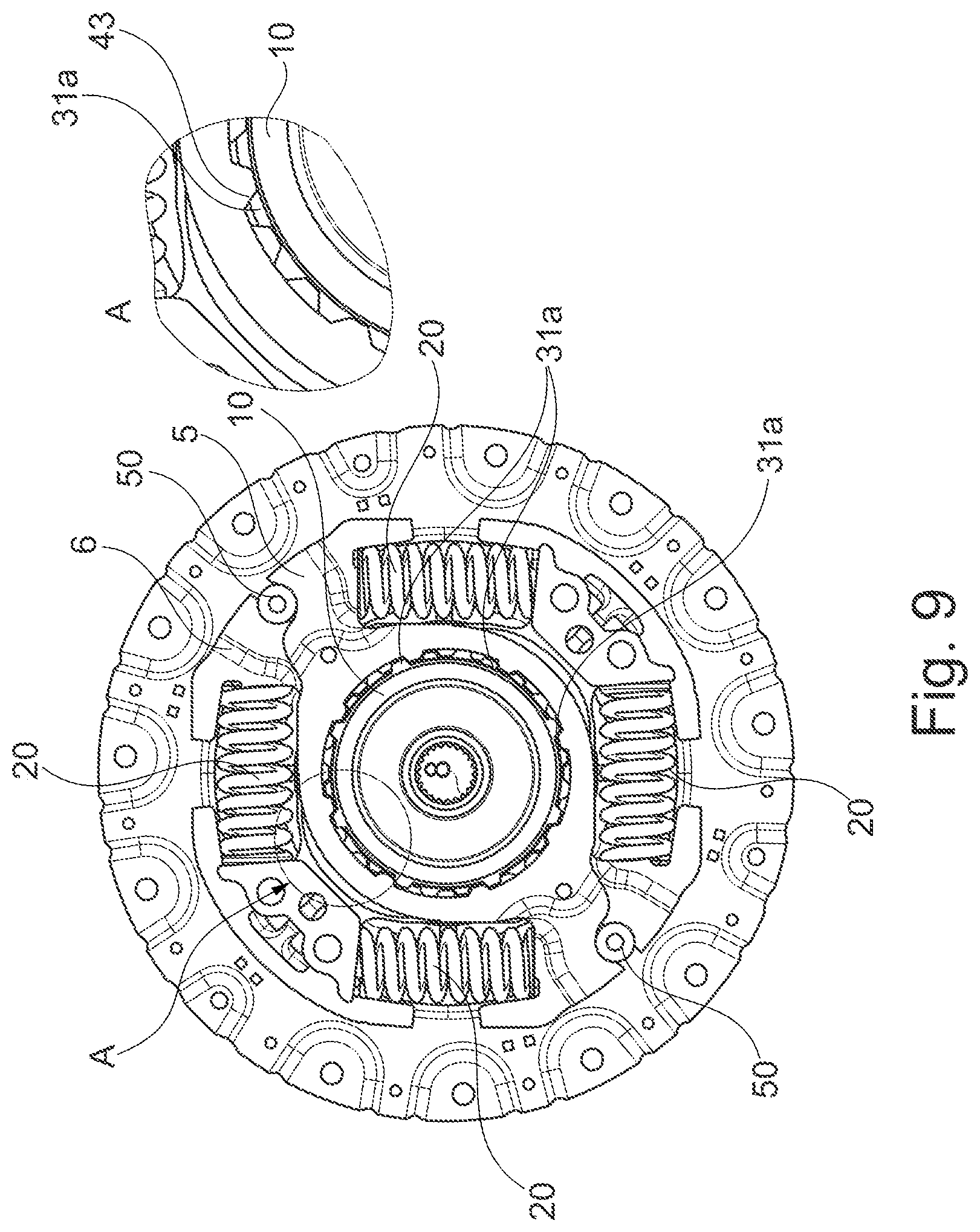 Patent US12359694 Figure 6 – Torsional vibration damper having an axis of rotation for a drive train