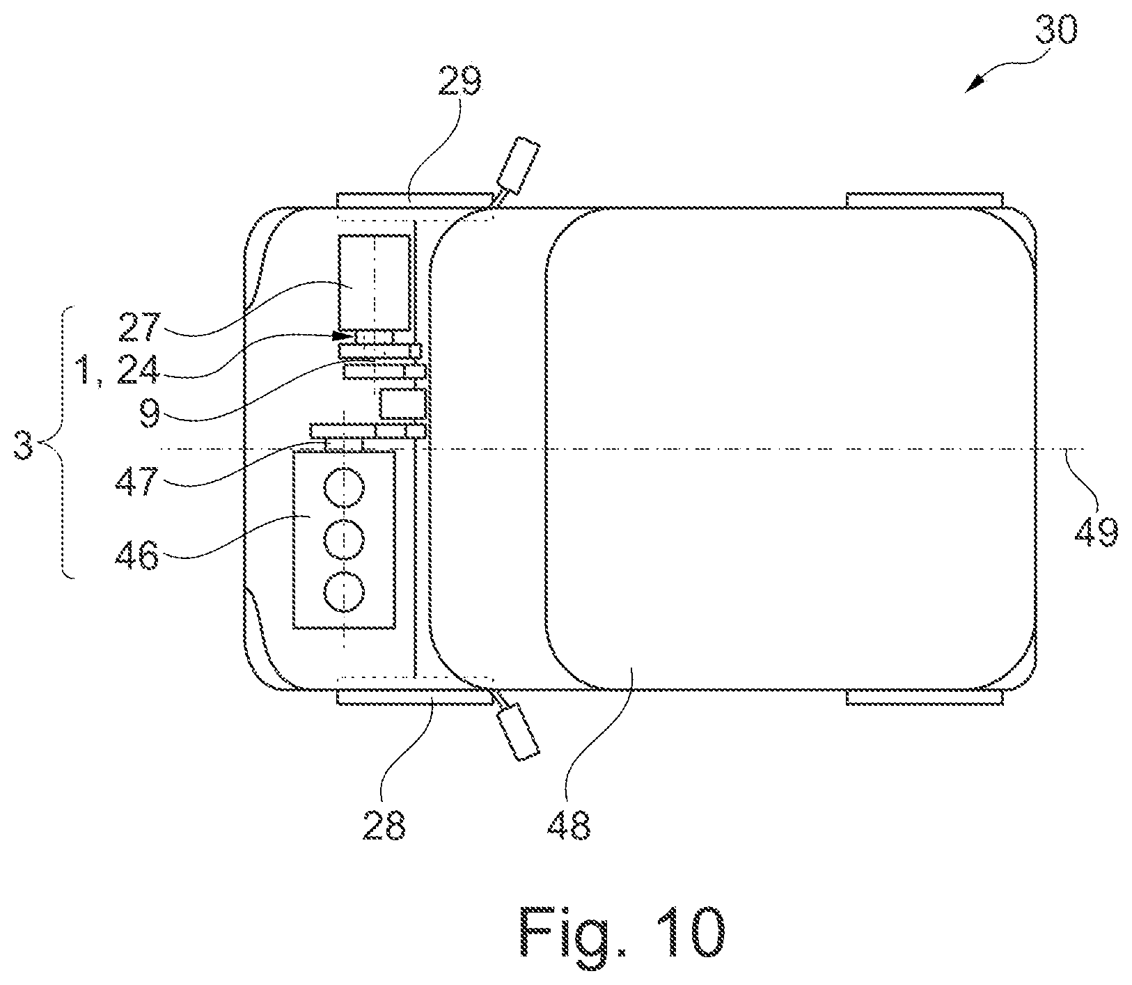 Patent US12359694 Figure 7 – Torsional vibration damper having an axis of rotation for a drive train