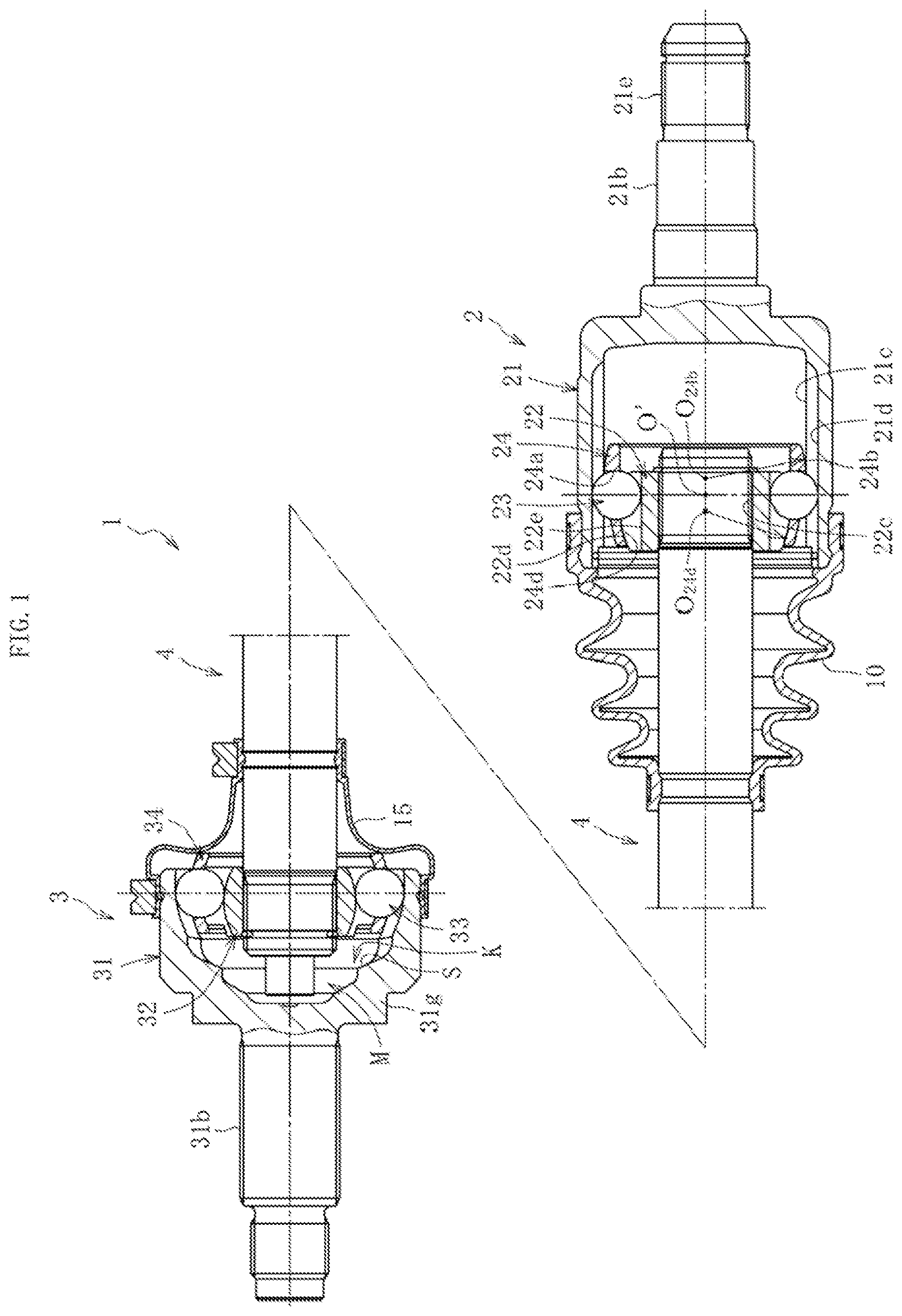 Patent US12359695 Figure 1 – Fixed-type constant velocity universal joint