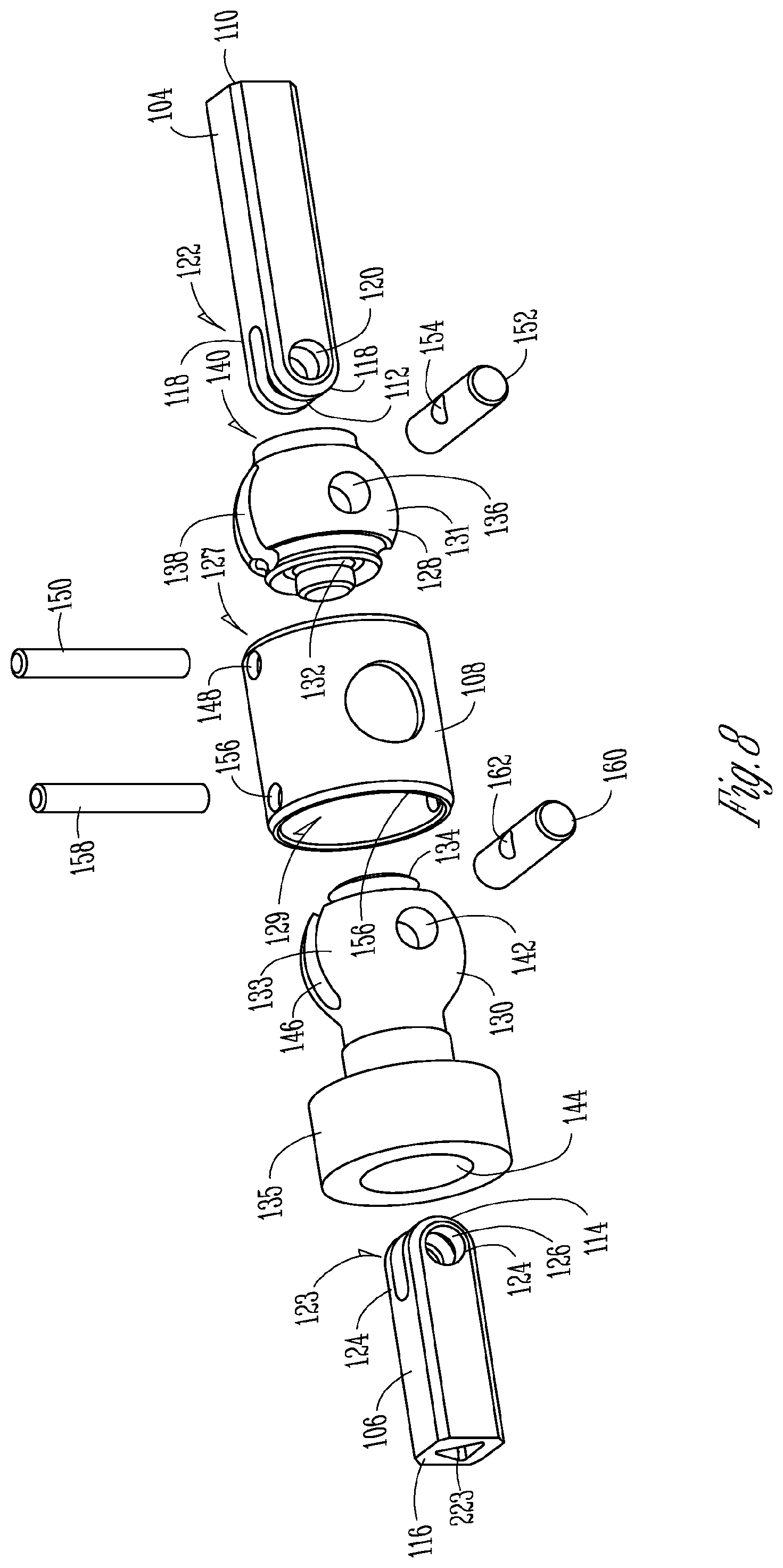 Patent US12359696 Figure 7 – Stapler with composite cardan and screw drive