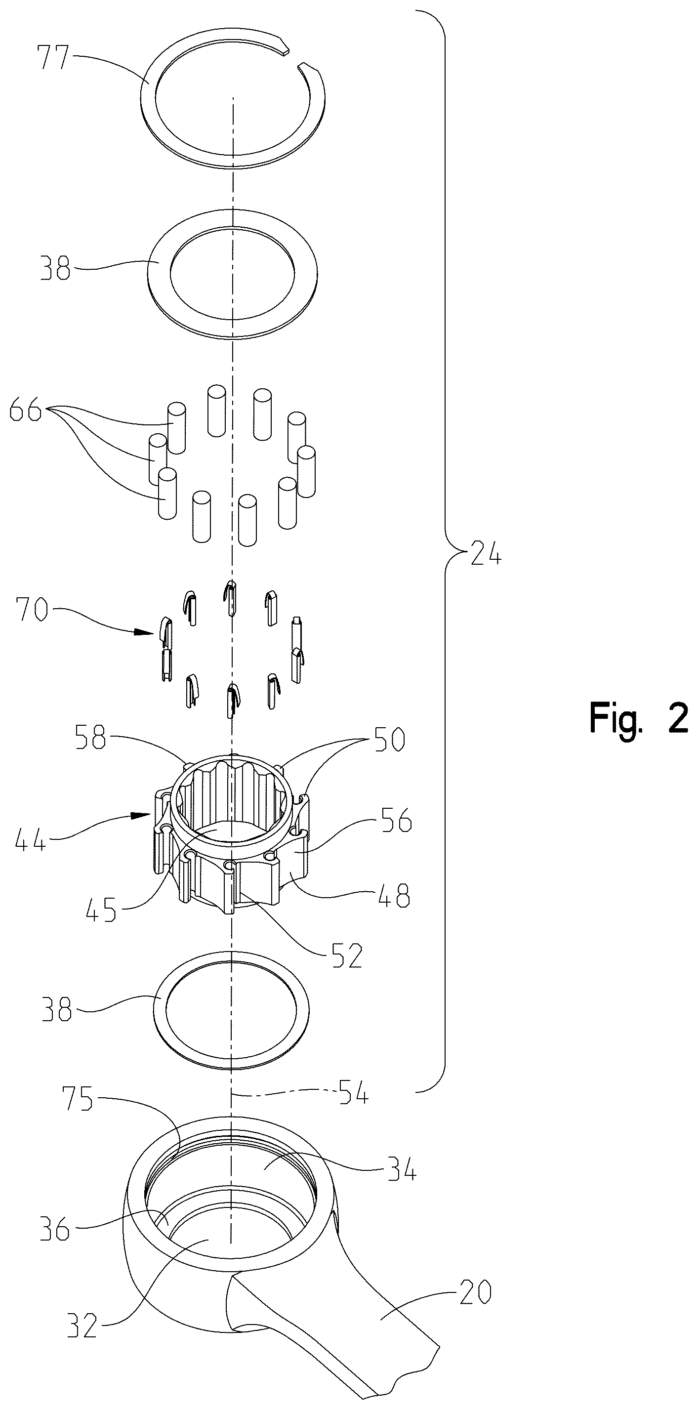 Patent US12359698 Figure 2 – Roller clutch