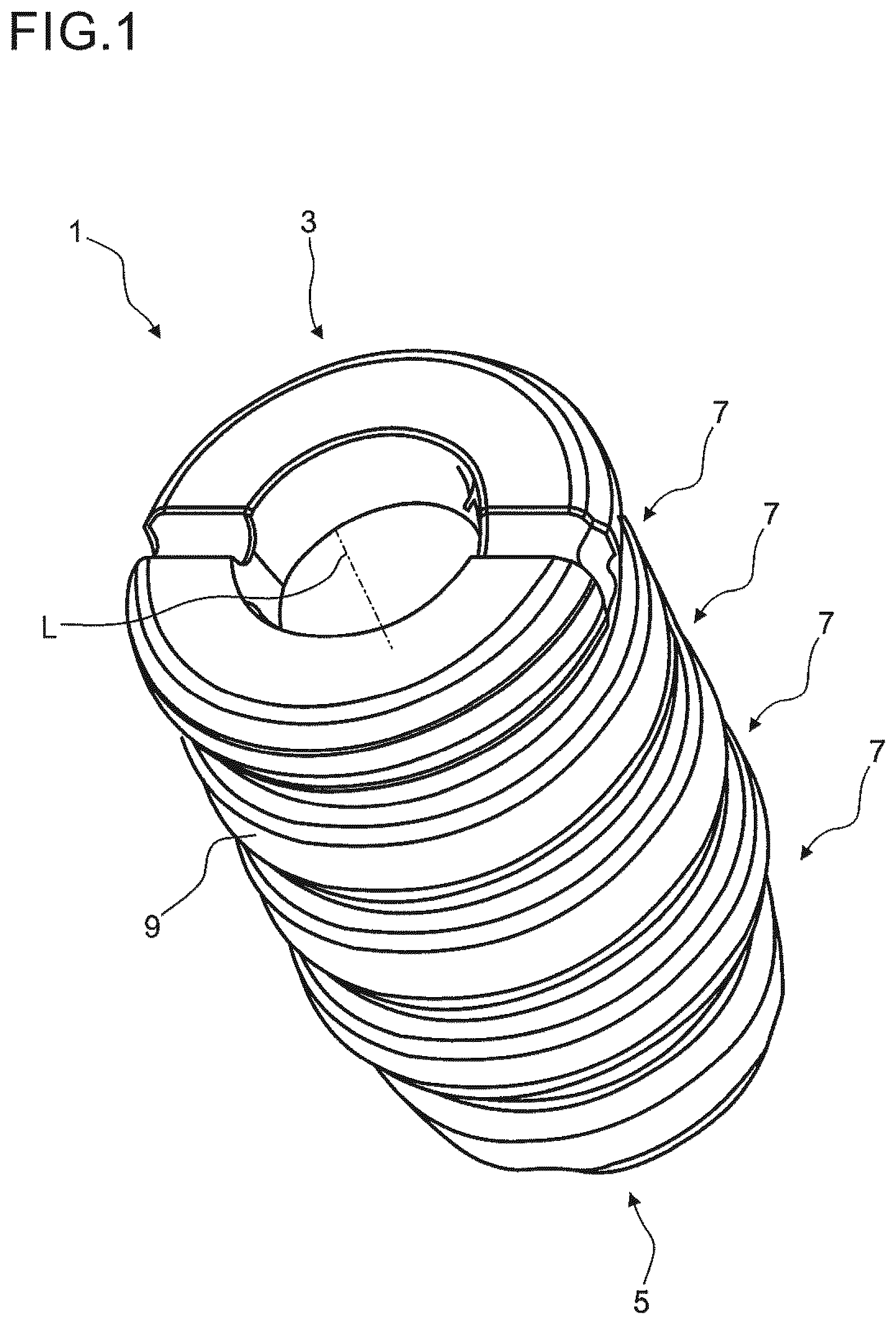 Patent US12359703 Figure 1 – Jounce bumper of an automotive vehicle suspension system, and method of producing such a jounce bumper