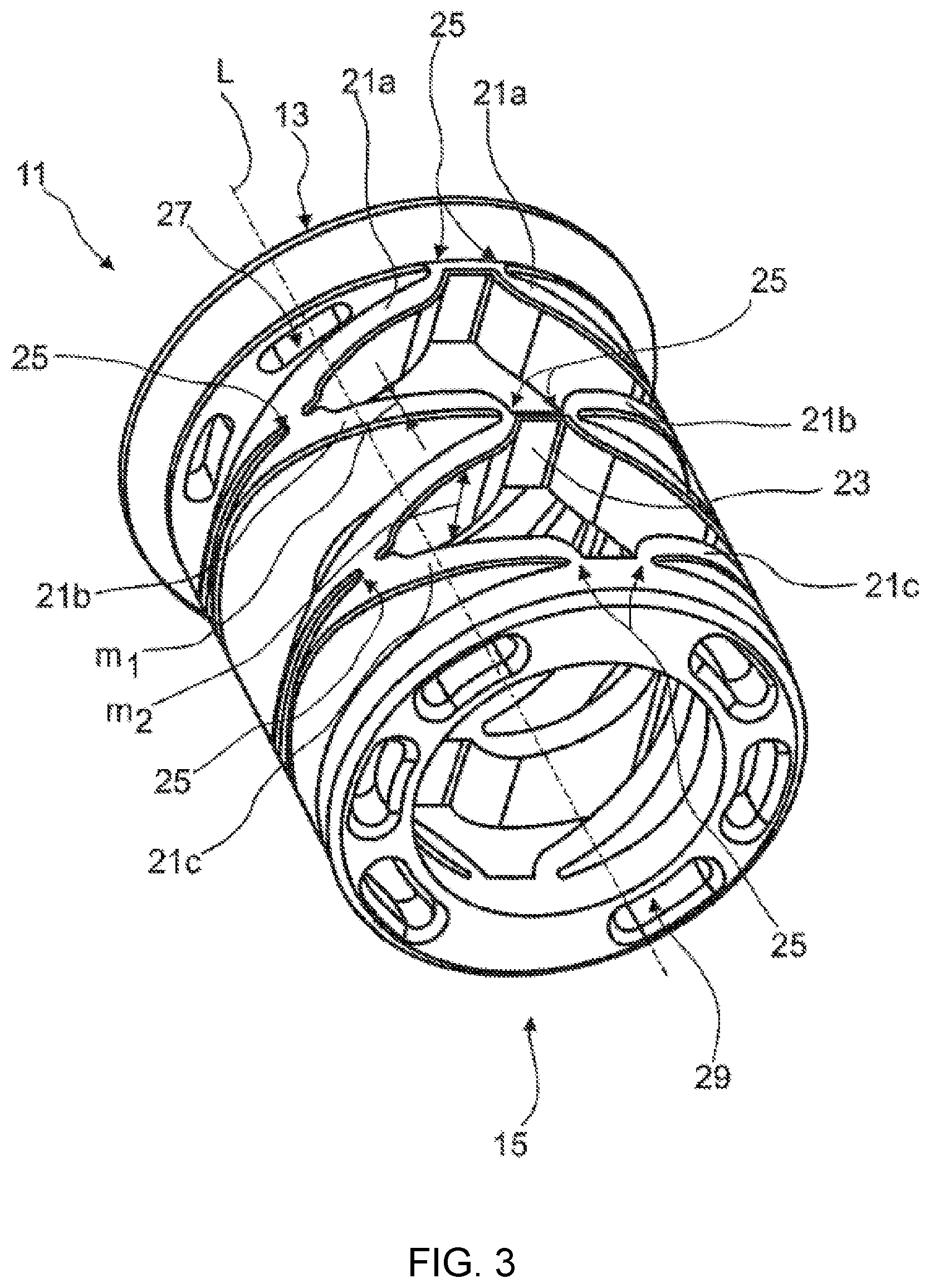 Patent US12359703 Figure 3 – Jounce bumper of an automotive vehicle suspension system, and method of producing such a jounce bumper