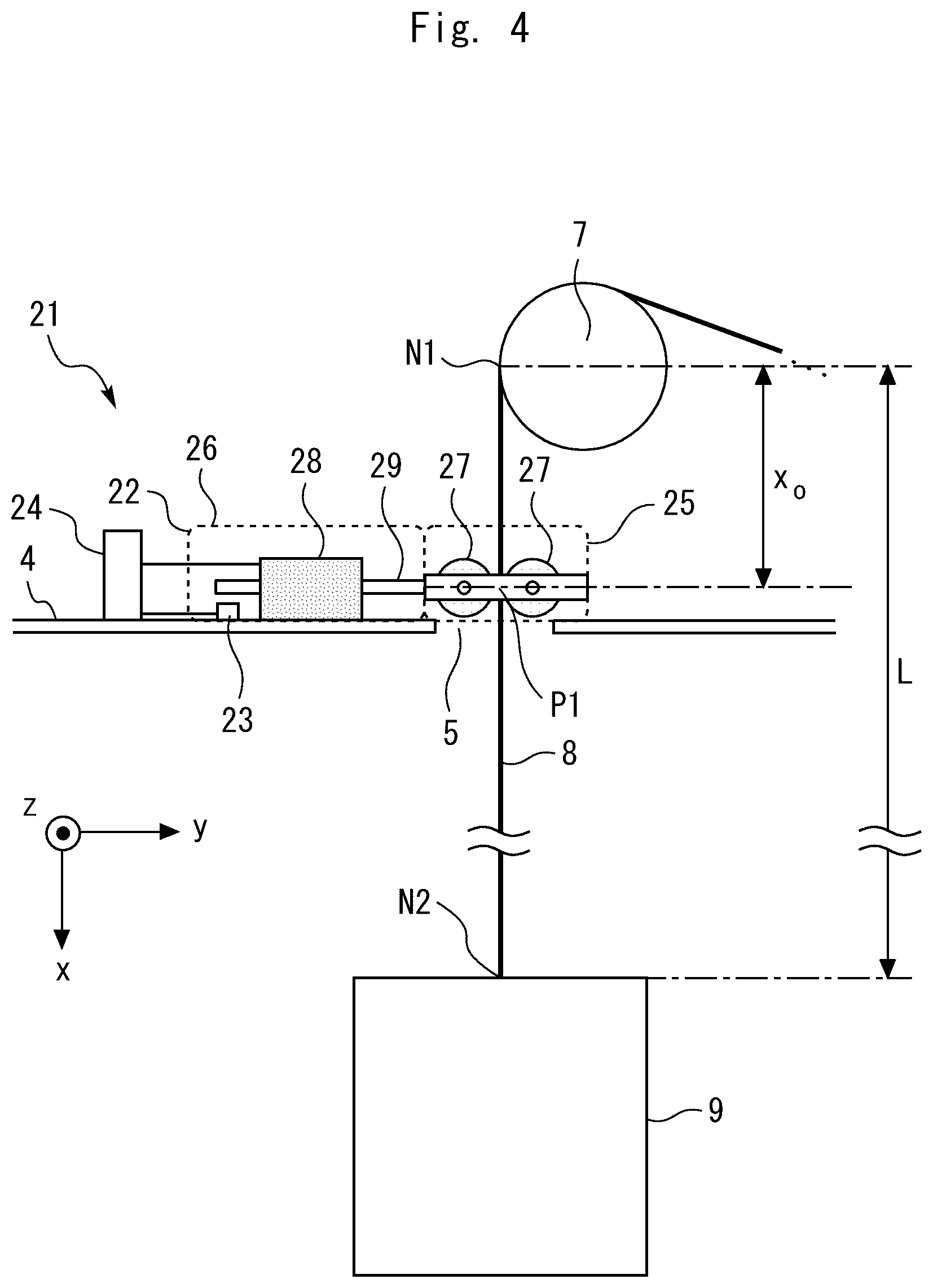 Patent US12359705 Figure 4 – Vibration suppression device for rope-like body of elevator