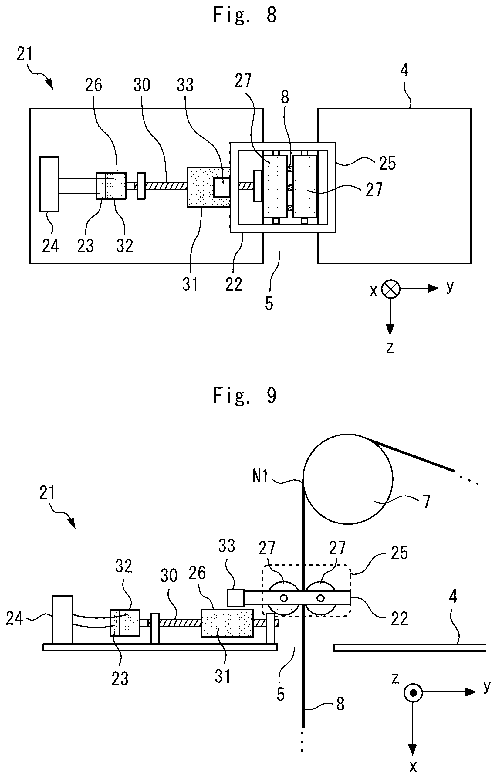 Patent US12359705 Figure 7 – Vibration suppression device for rope-like body of elevator