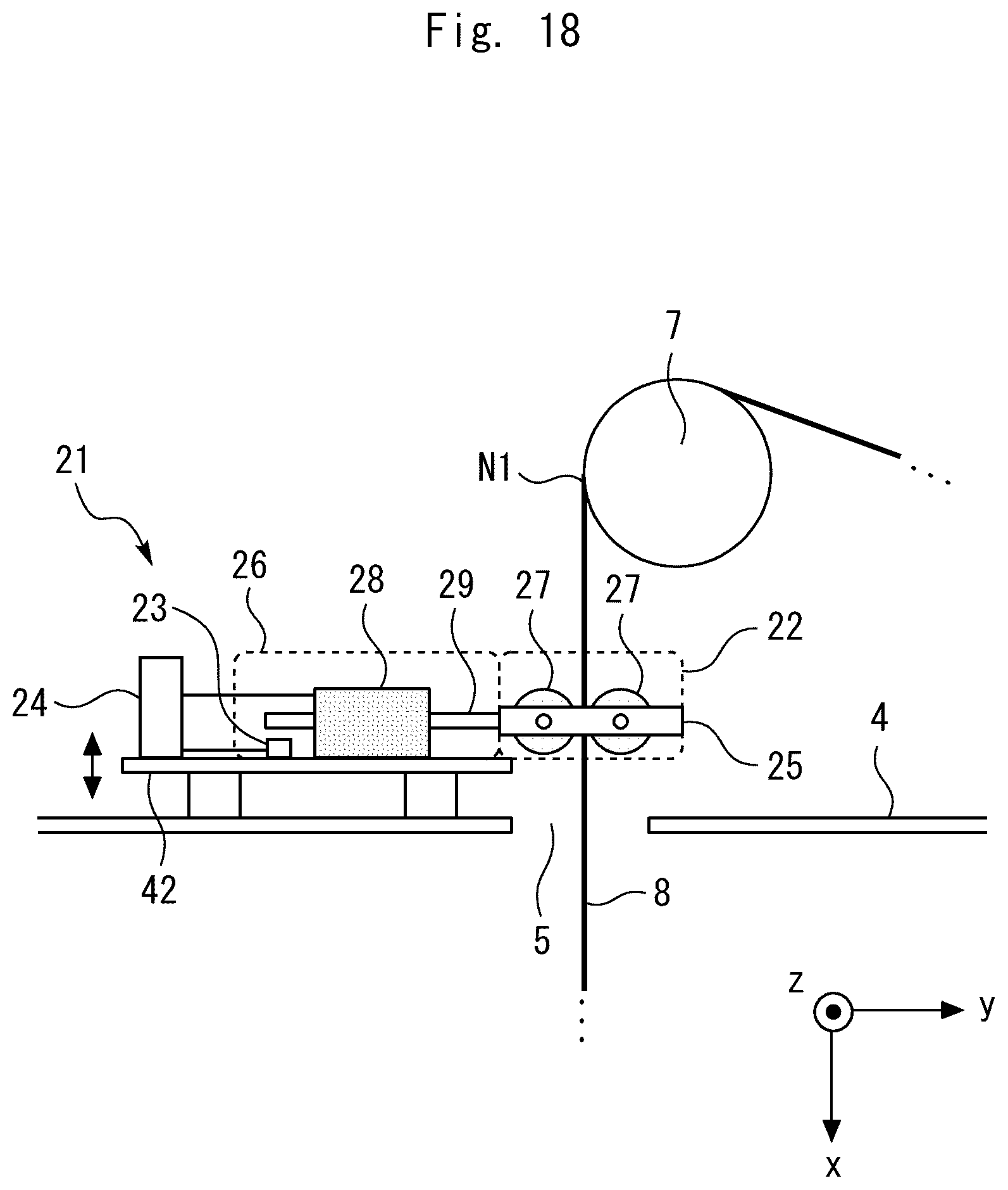Patent US12359705 Figure 15 – Vibration suppression device for rope-like body of elevator