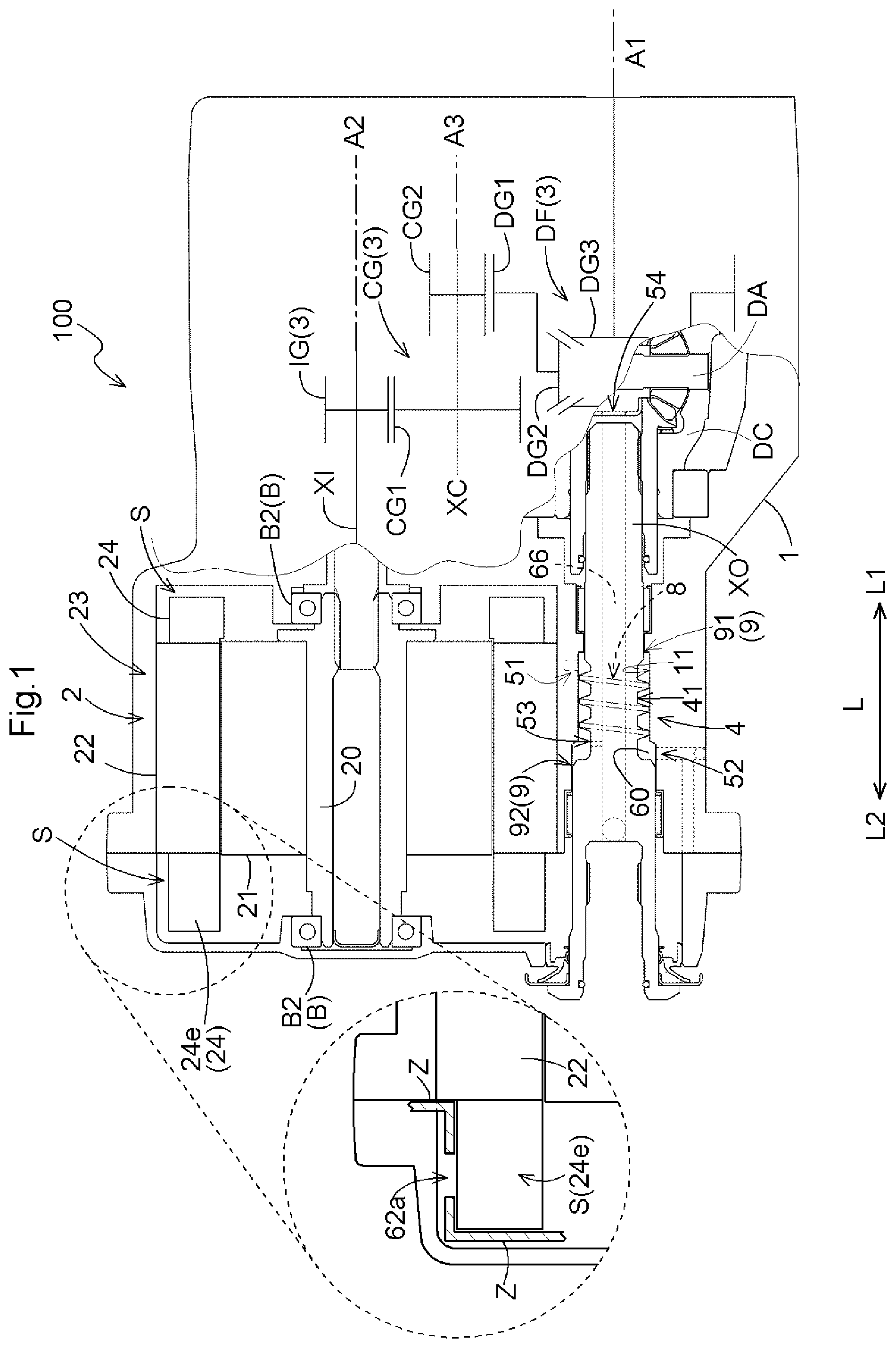 Patent US12359717 Figure 1 – Vehicle drive device