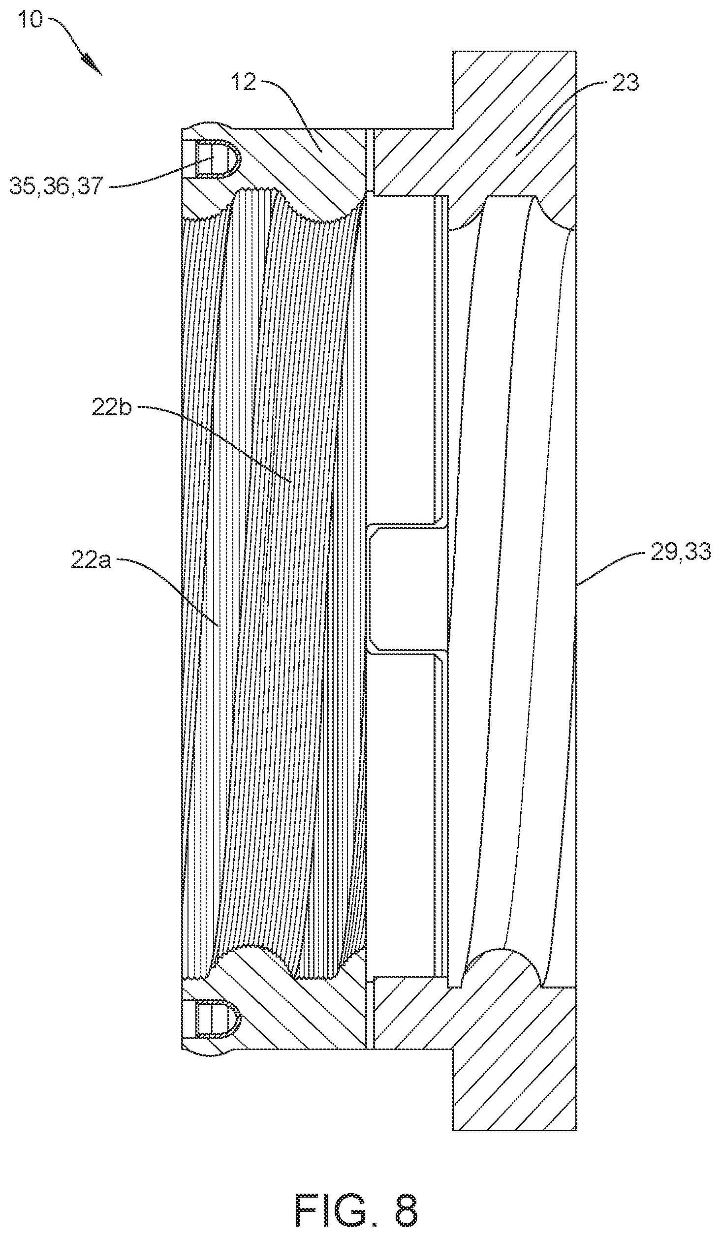 Patent US12359725 Figure 8 – Wiper seal for a ball screw actuator