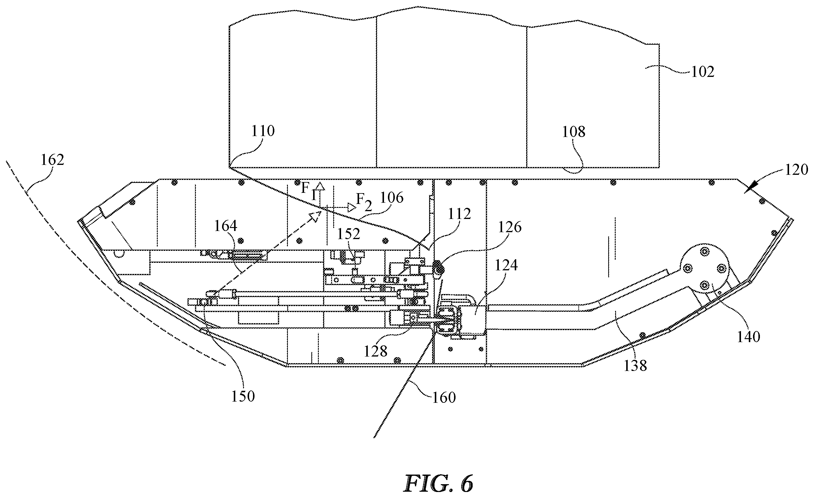 Patent US12359730 Figure 6 – Stretch wrapping machine with packaging material tail treatment