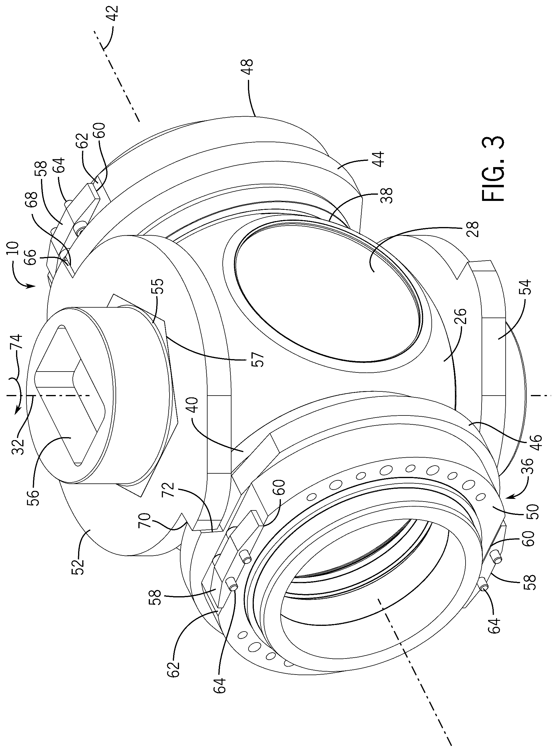 Patent US12359733 Figure 3 – Ball valve assembly