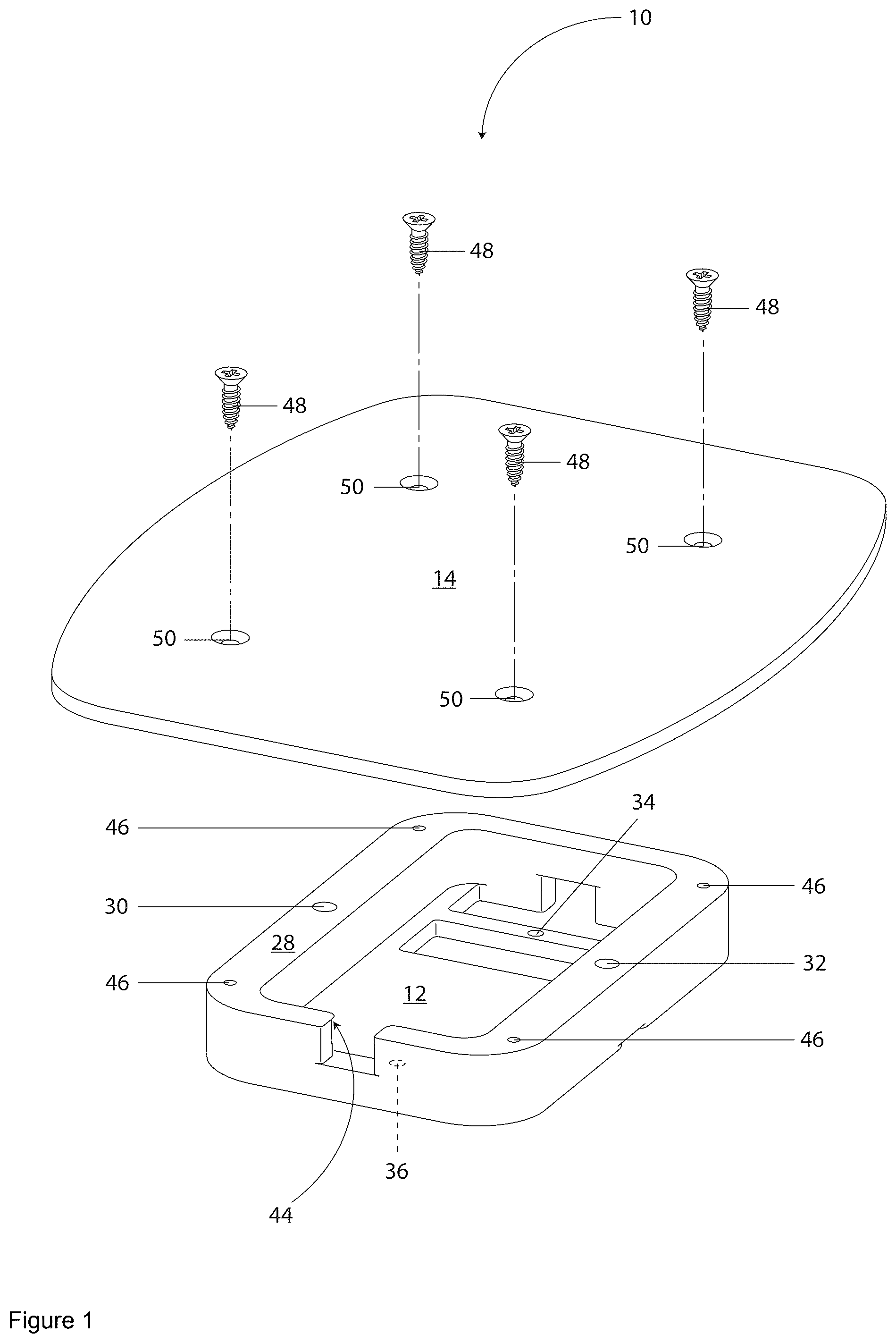 Patent US12359749 Figure 1 – Cable management assembly and associated method of using the same