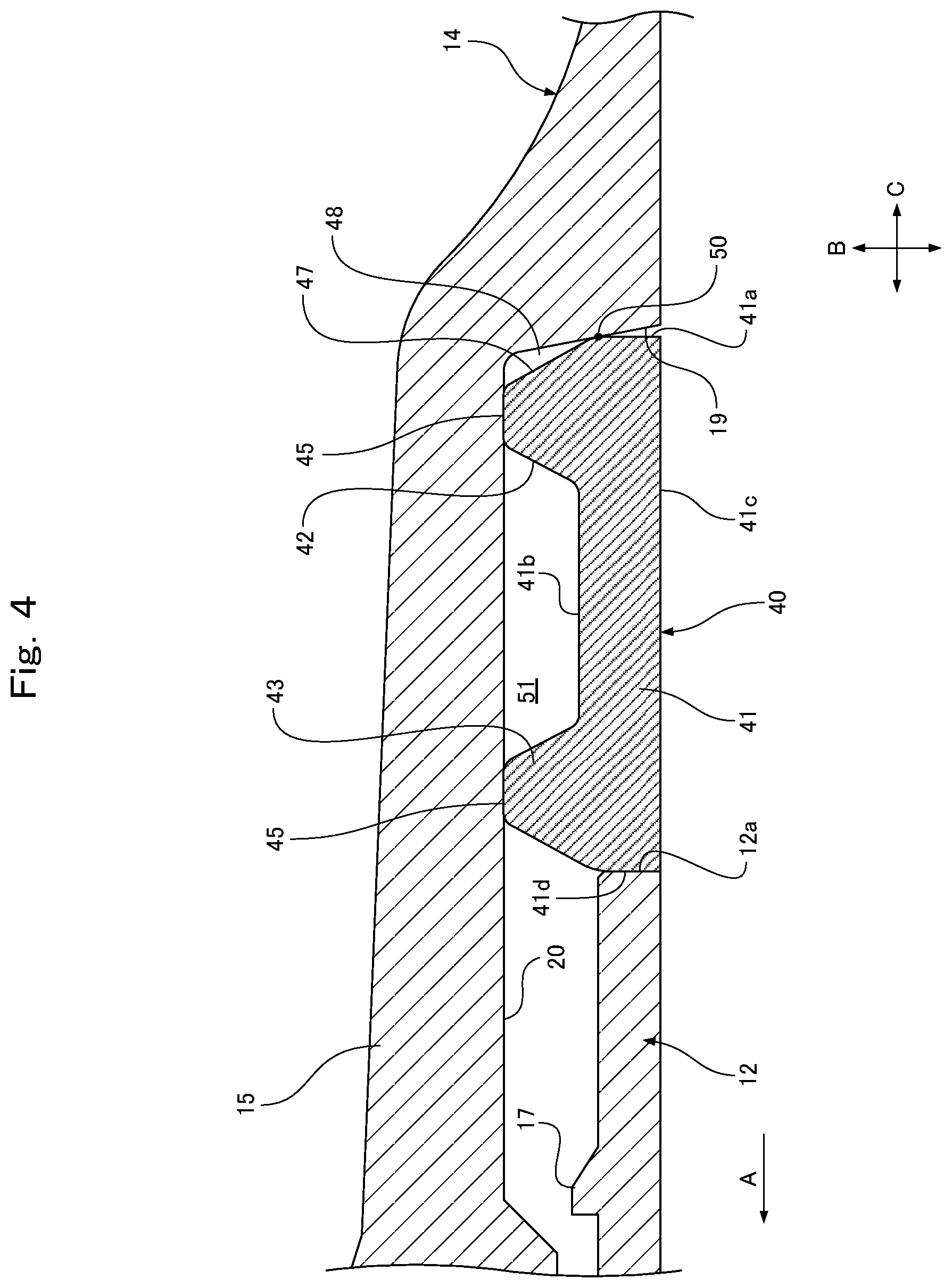 Patent US12359755 Figure 4 – Pipe joint, spacer provided in pipe joint, and dividing piece constituting spacer