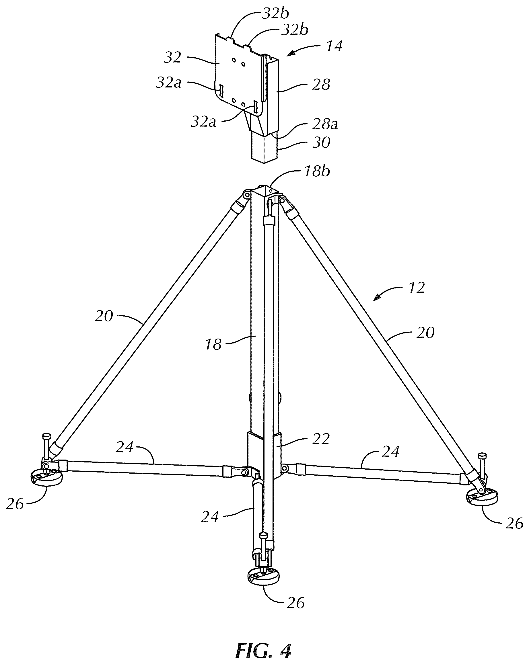 Patent US12359766 Figure 4 – Modular monitor stand
