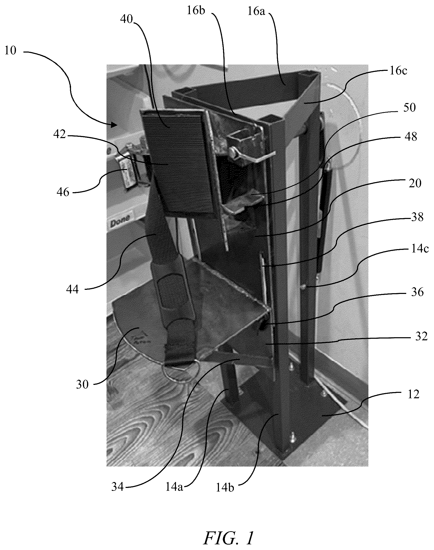 Patent US12359767 Figure 1 – Compressed gas tank or cylinder rotating clean-out apparatuses and methods of using the same