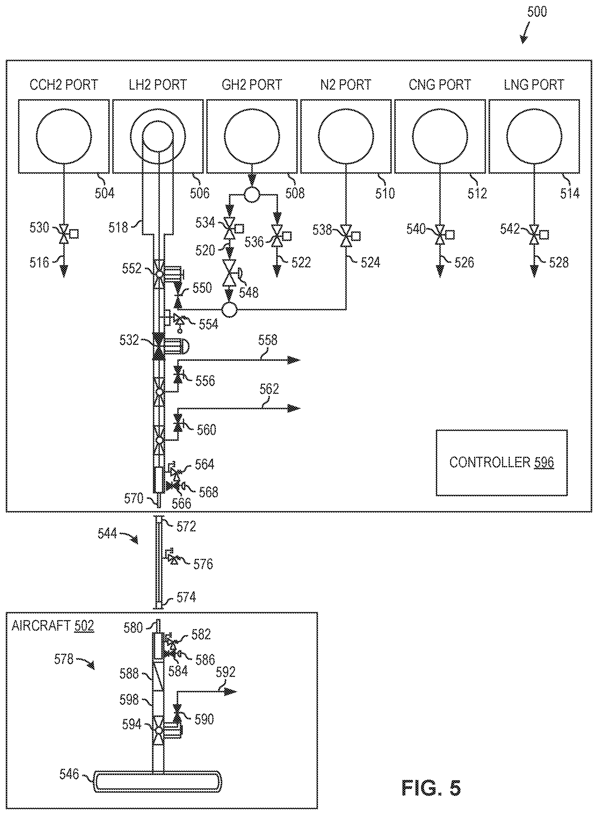 Patent US12359773 Figure 8 – Systems, methods, and apparatus for refueling hydrogen aircraft