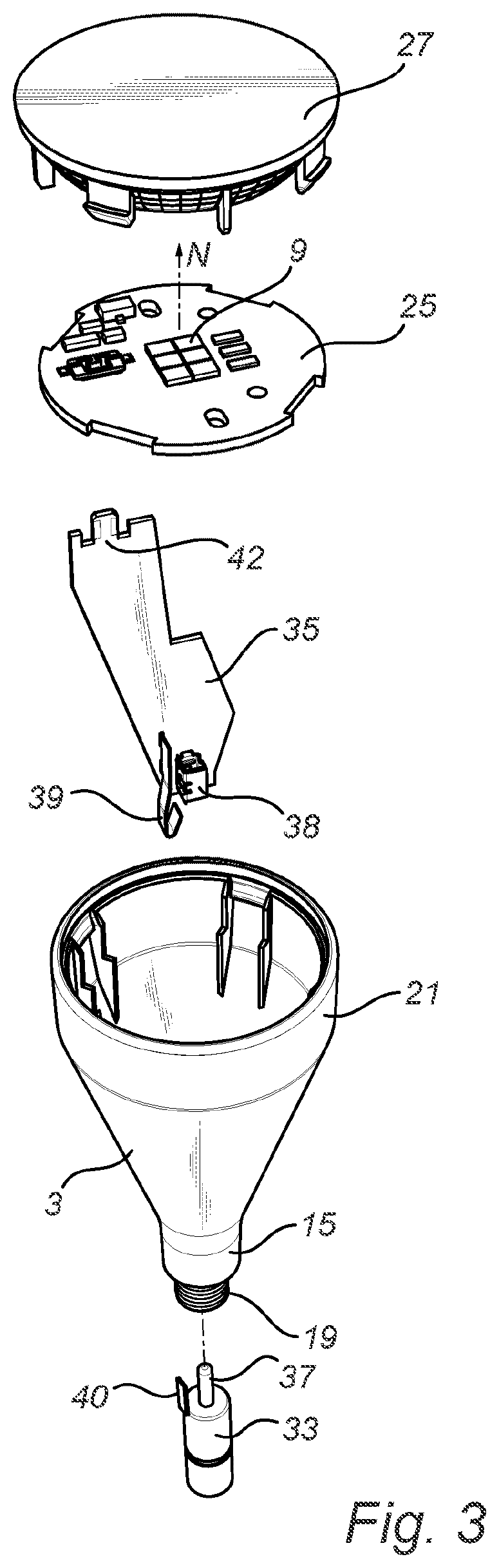 Patent US12359778 Figure 2 – Light source and light fitting