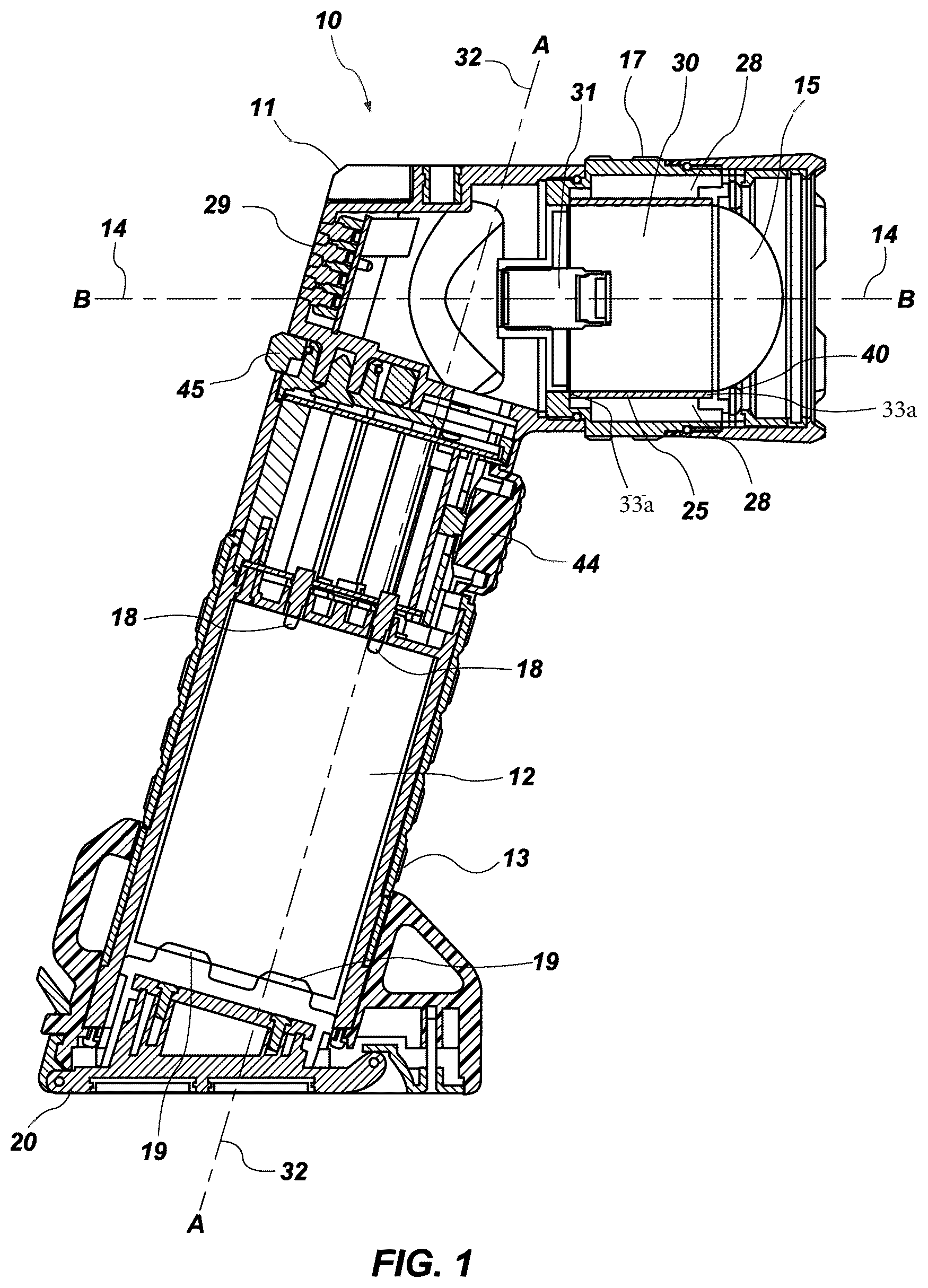 Patent US12359781 Figure 1 – Hand held spotlight