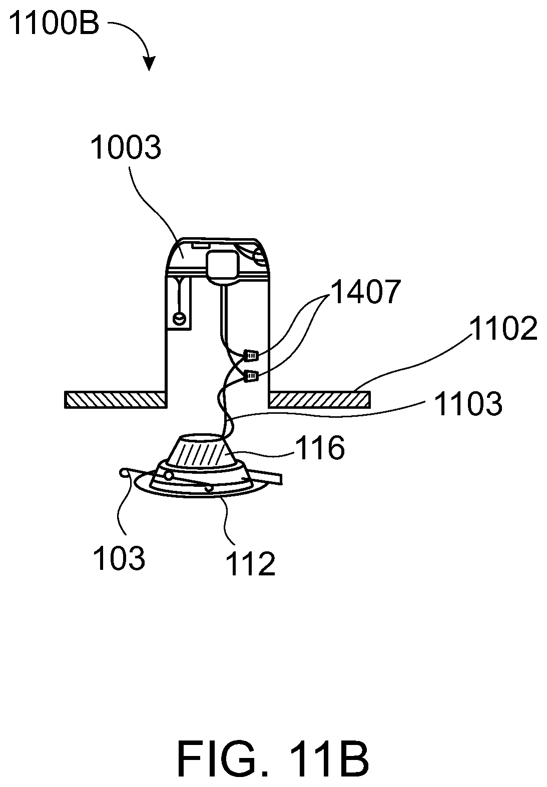 Patent US12359783 Figure 14 – System and apparatus to attach a light fixture to one of a ceiling, a recessed lighting fixture housing, or an outlet box or a junction box