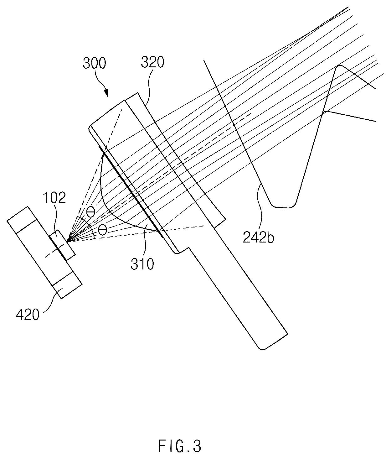 Patent US12359787 Figure 3 – Lamp module for vehicle and lamp for vehicle including the same