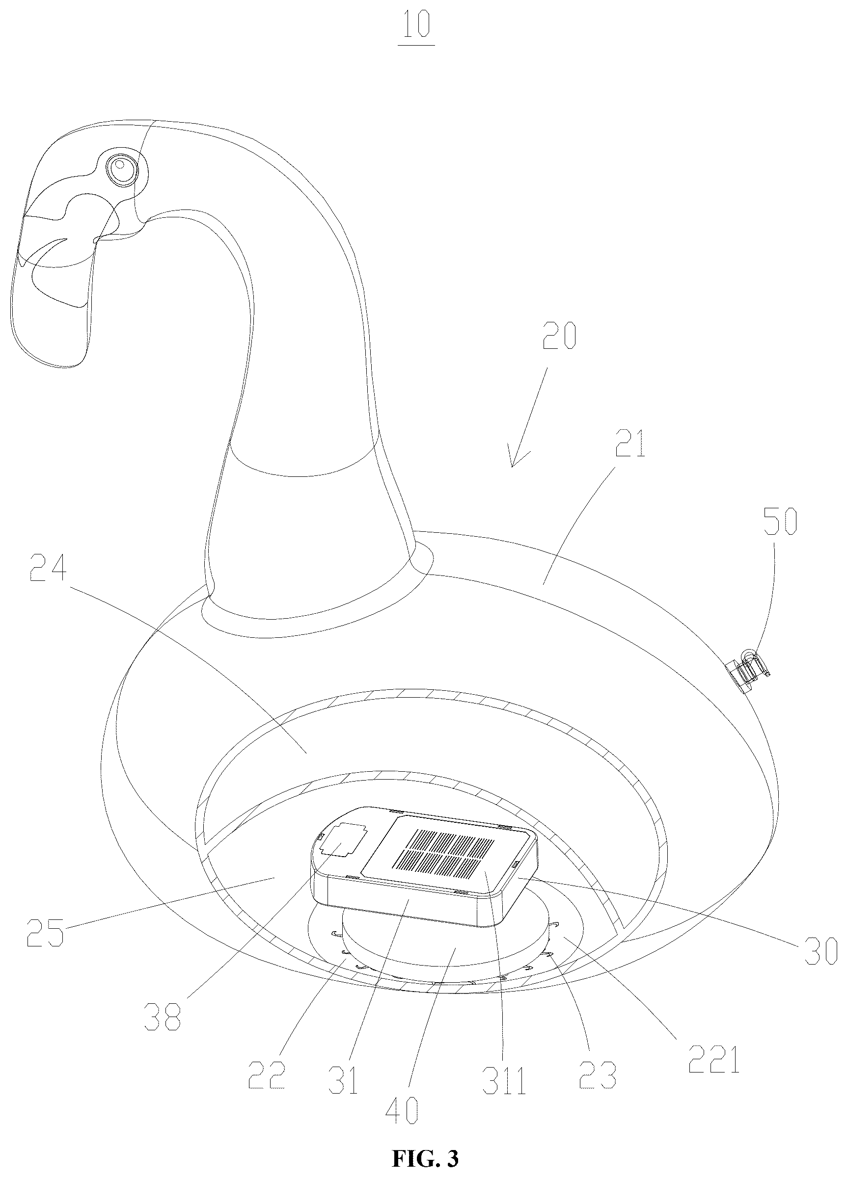 Patent US12359790 Figure 3 – Floating projection decorative lamp