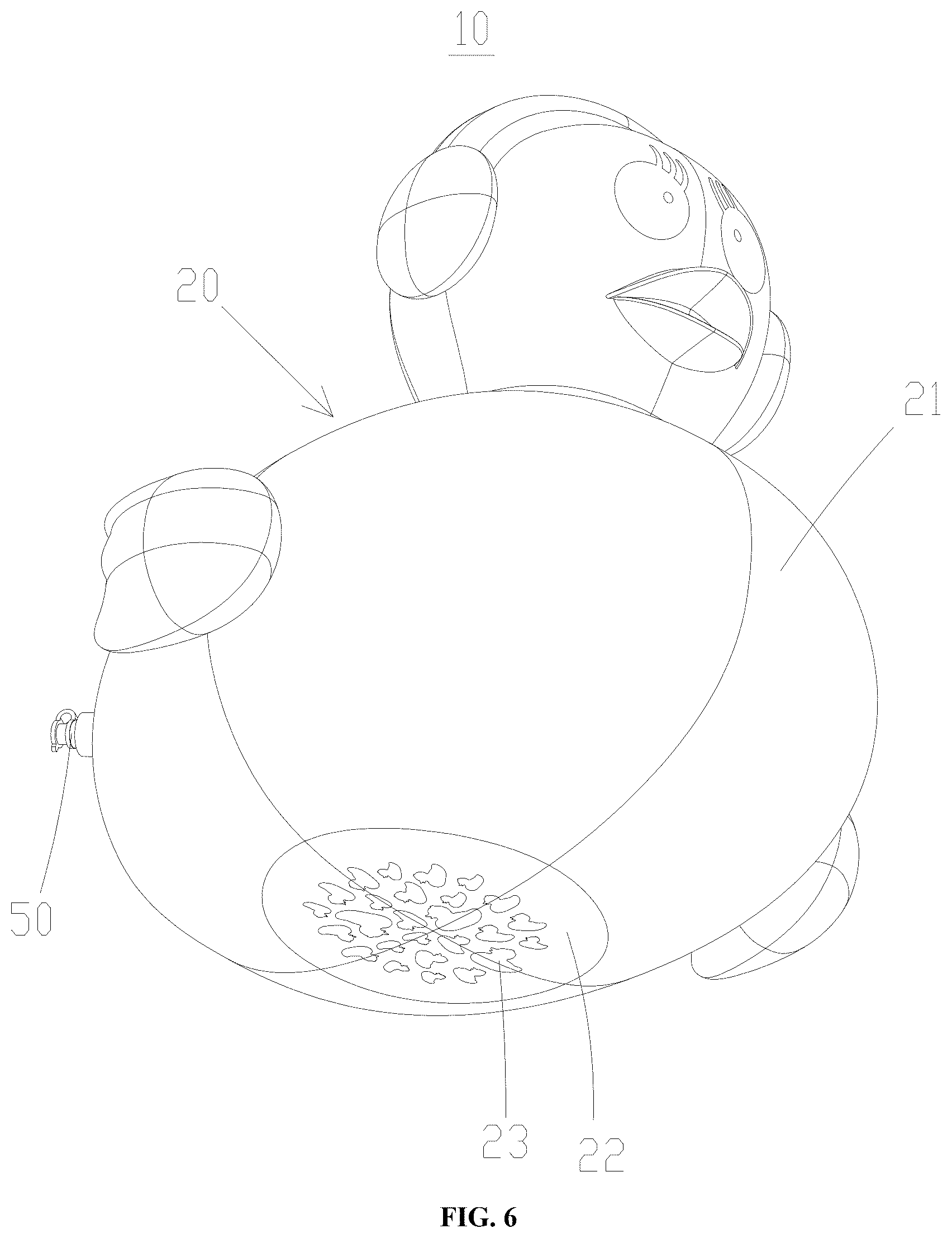 Patent US12359790 Figure 6 – Floating projection decorative lamp