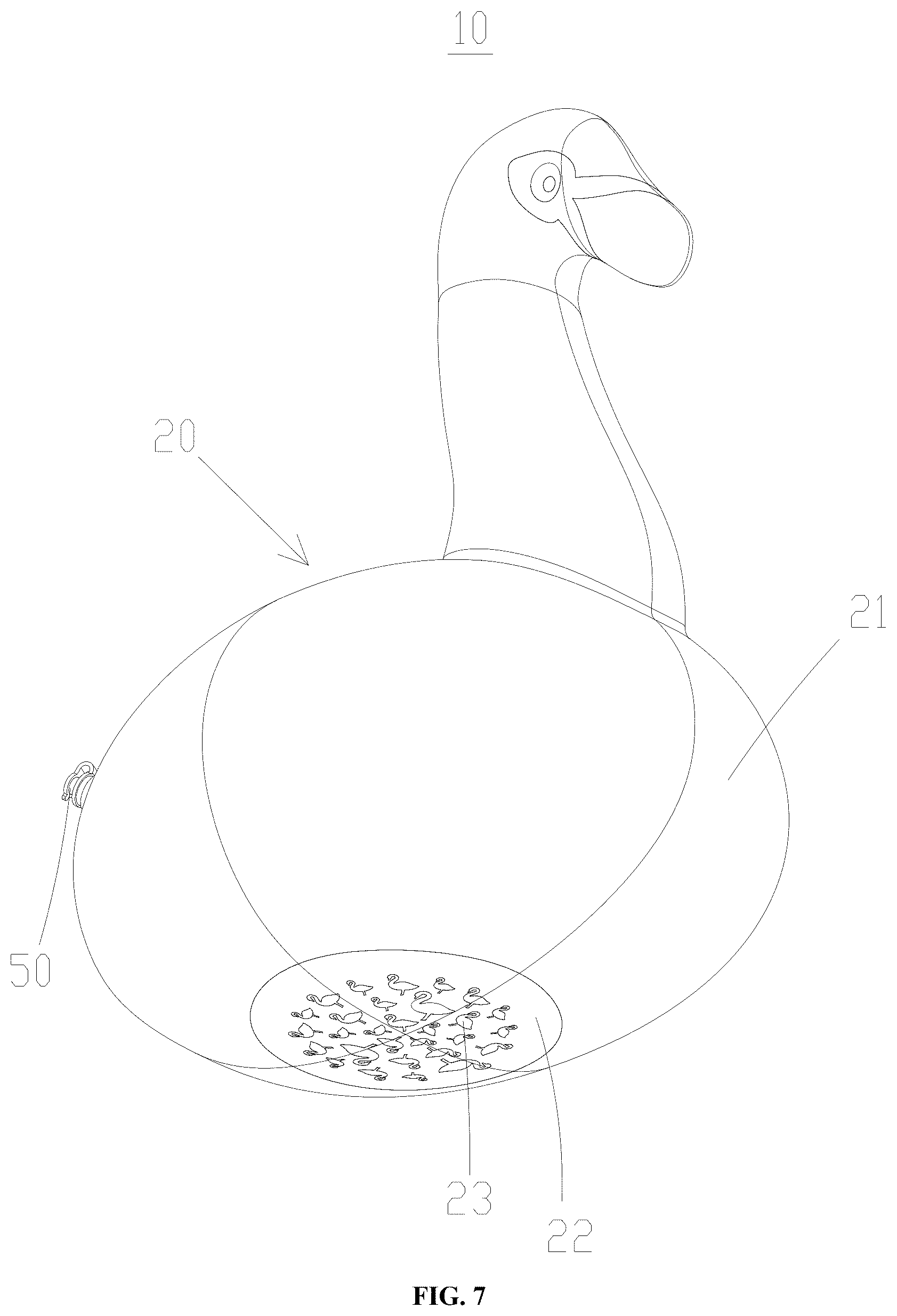 Patent US12359790 Figure 7 – Floating projection decorative lamp