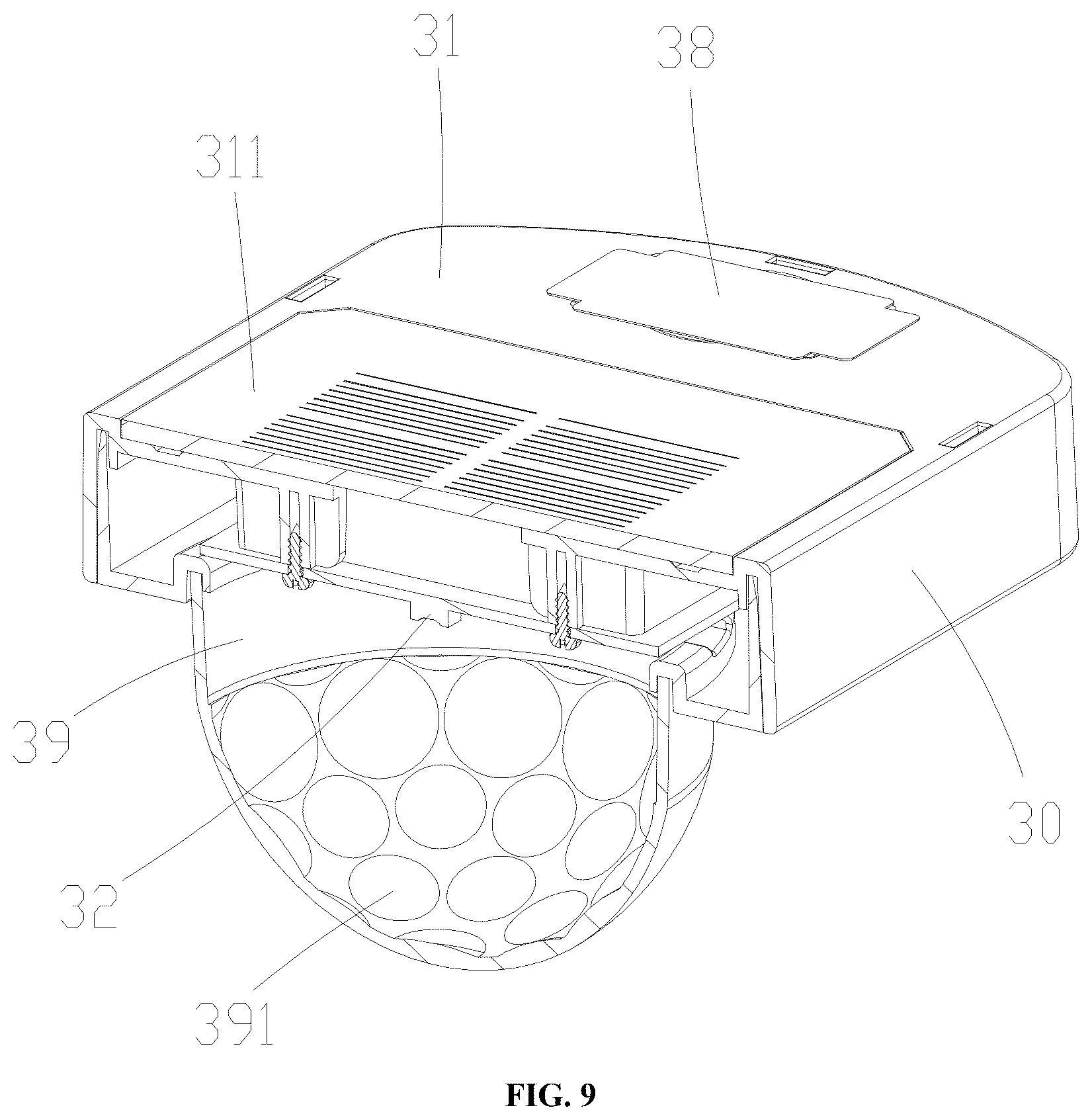 Patent US12359790 Figure 9 – Floating projection decorative lamp