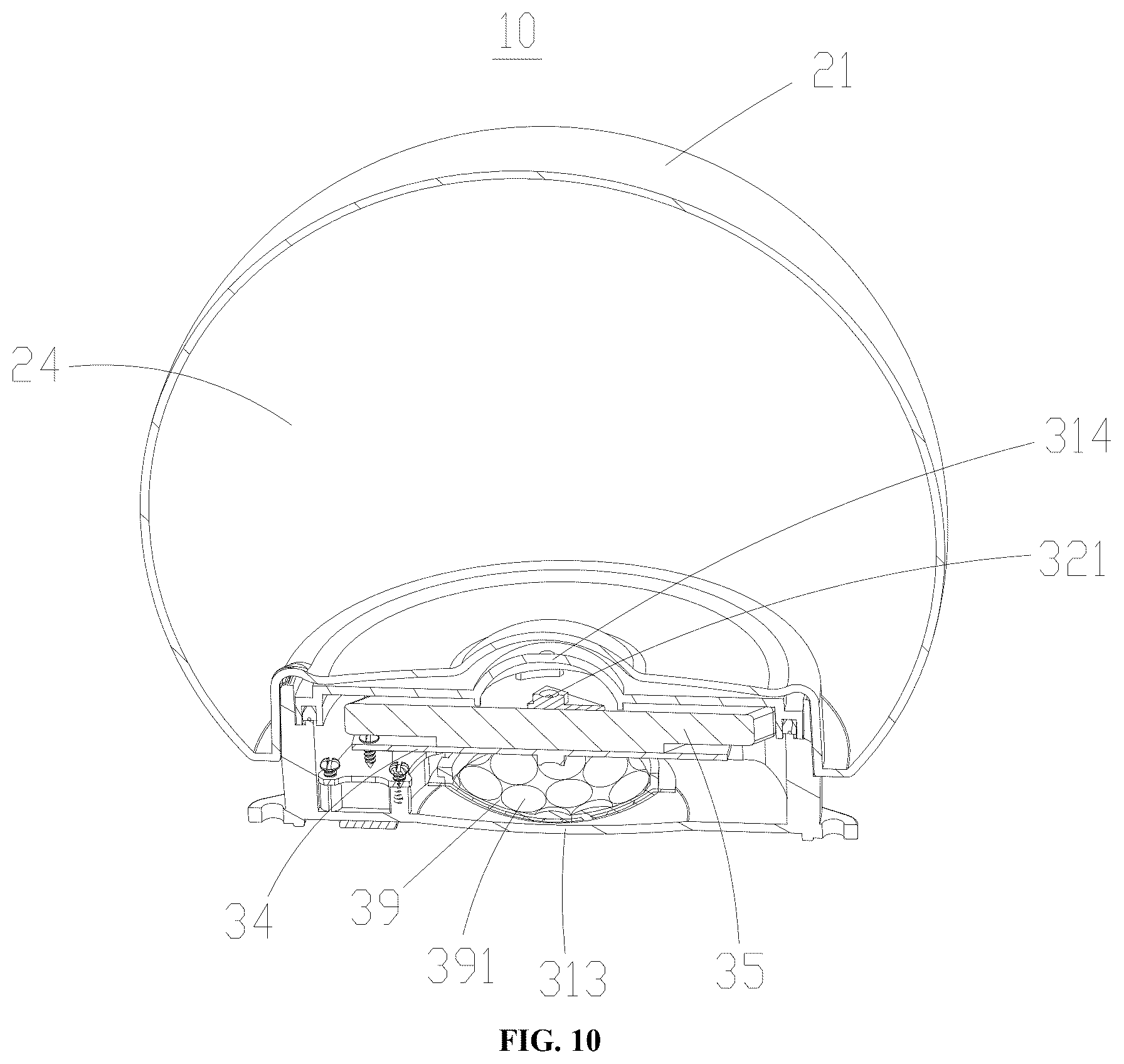 Patent US12359790 Figure 10 – Floating projection decorative lamp