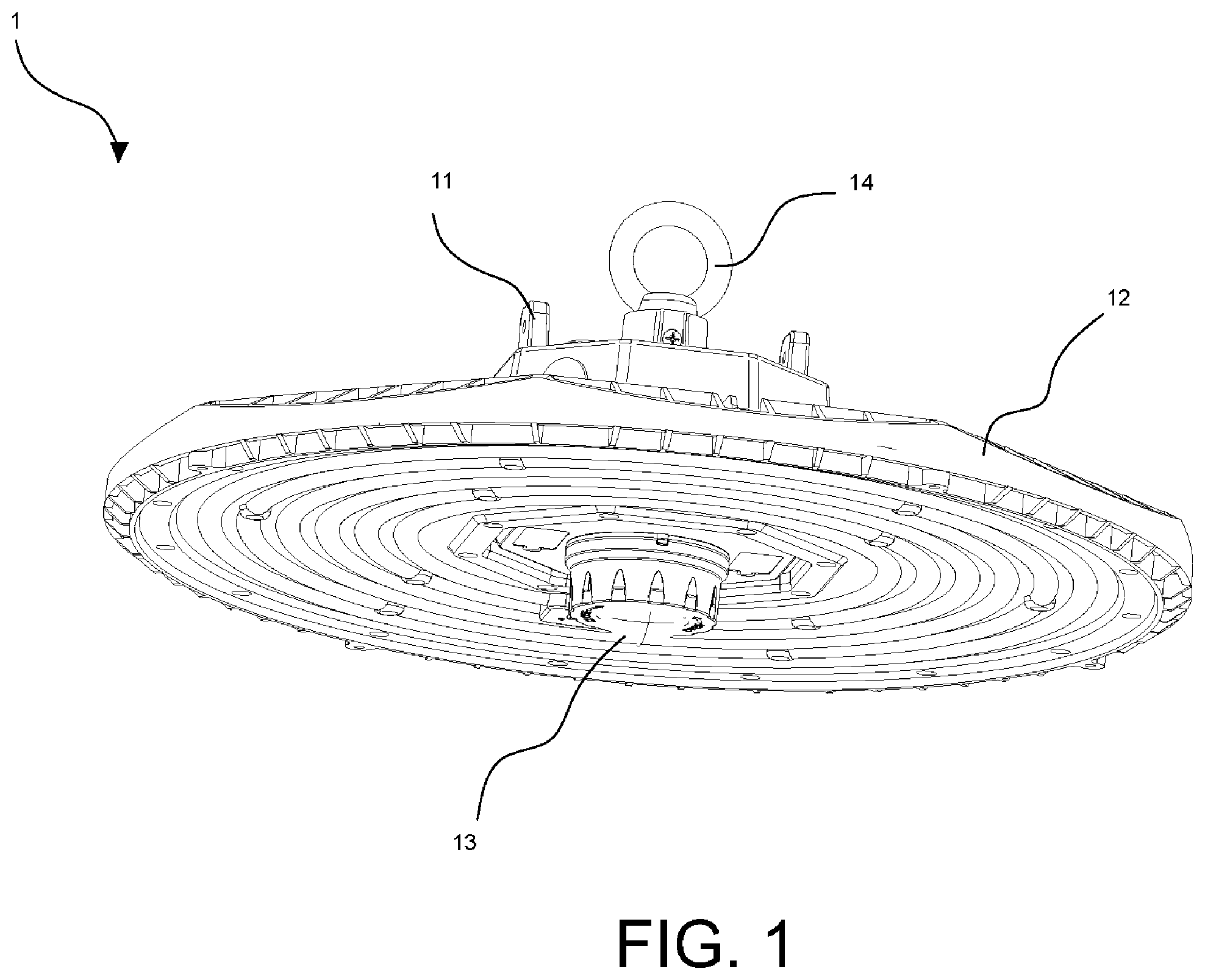 Patent US12359796 Figure 1 – Industrial lighting device having sensing function