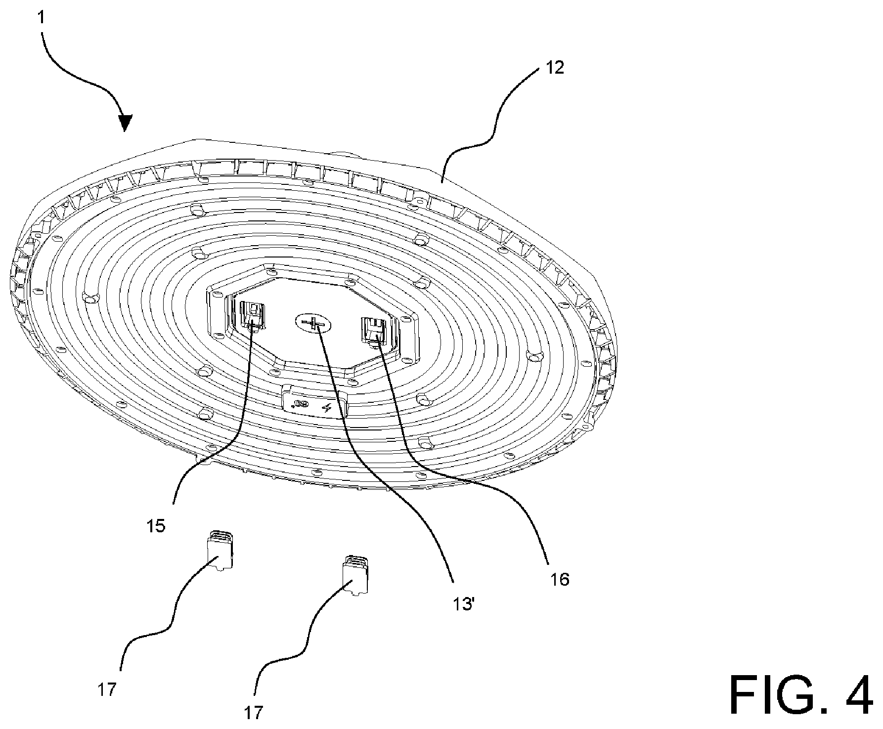 Patent US12359796 Figure 4 – Industrial lighting device having sensing function