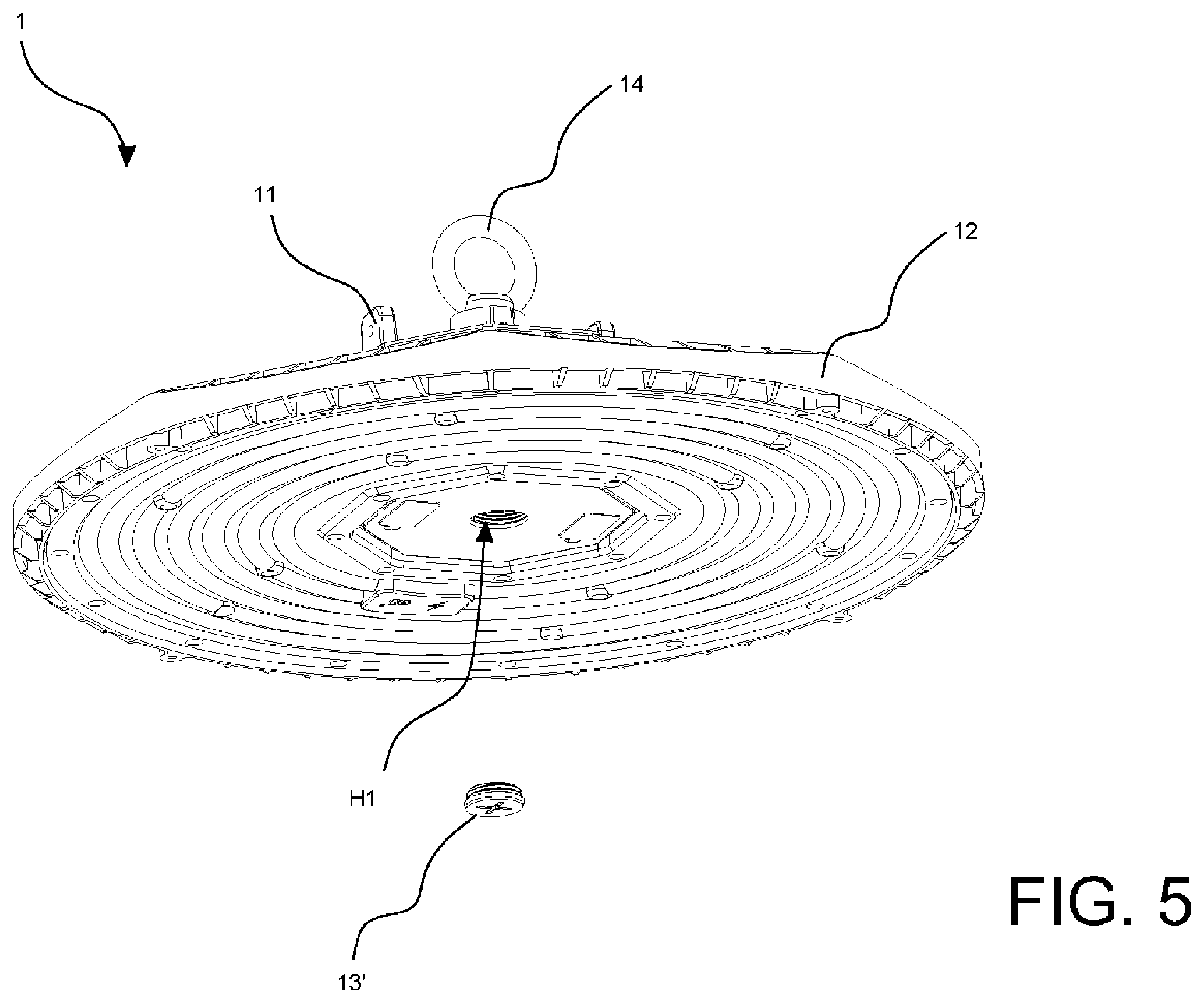 Patent US12359796 Figure 5 – Industrial lighting device having sensing function