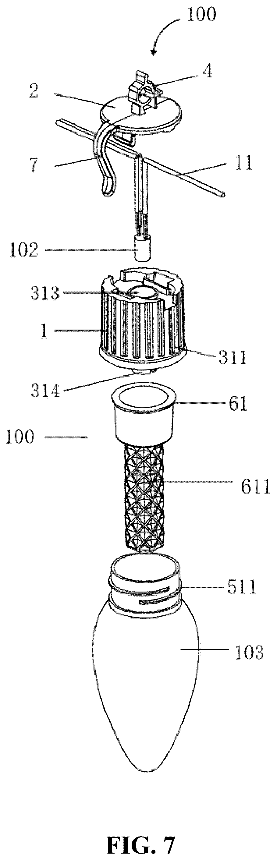 Patent US12359797 Figure 7 – String lamp structure