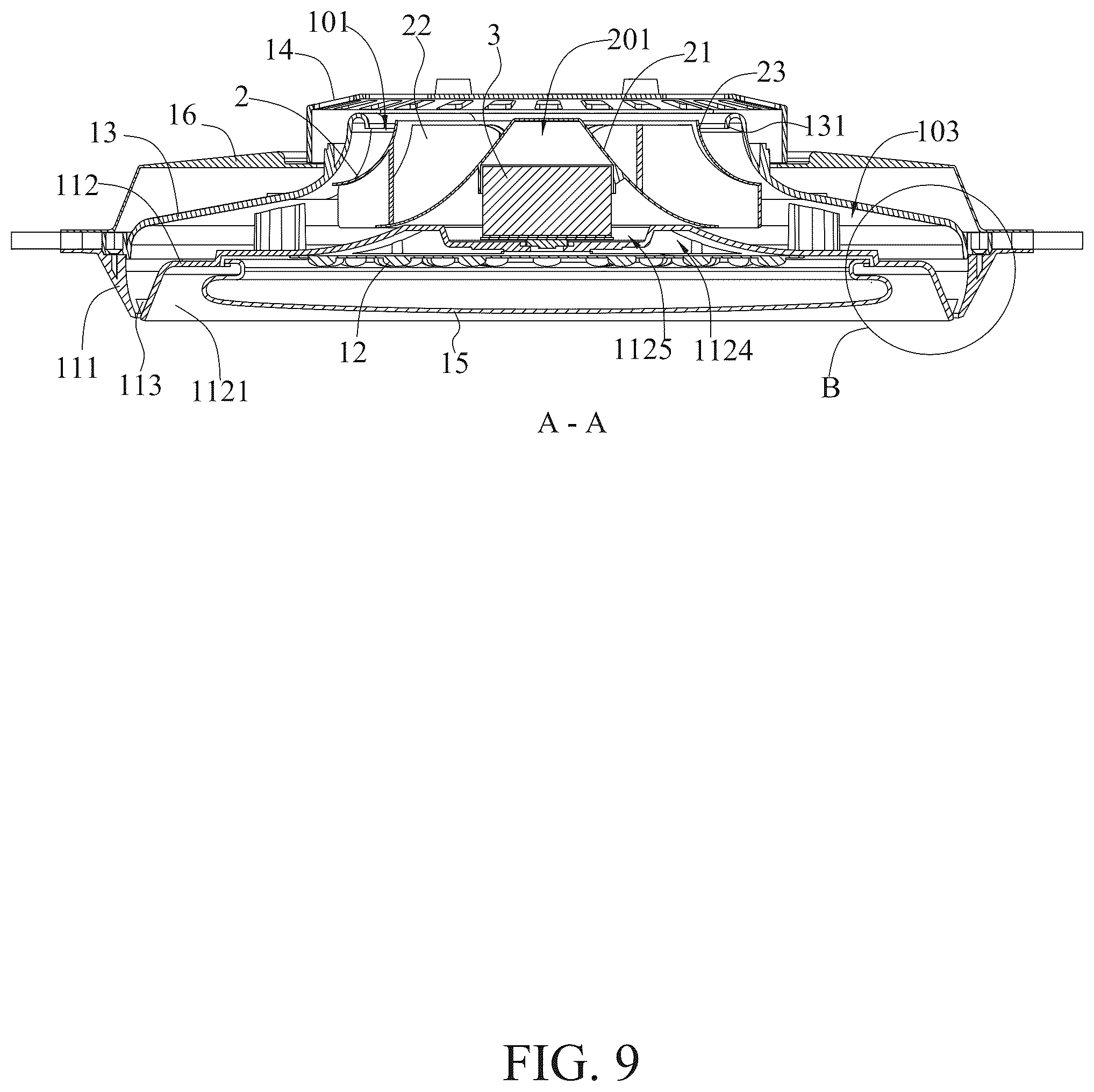Patent US12359802 Figure 9 – Fan ceiling lamp