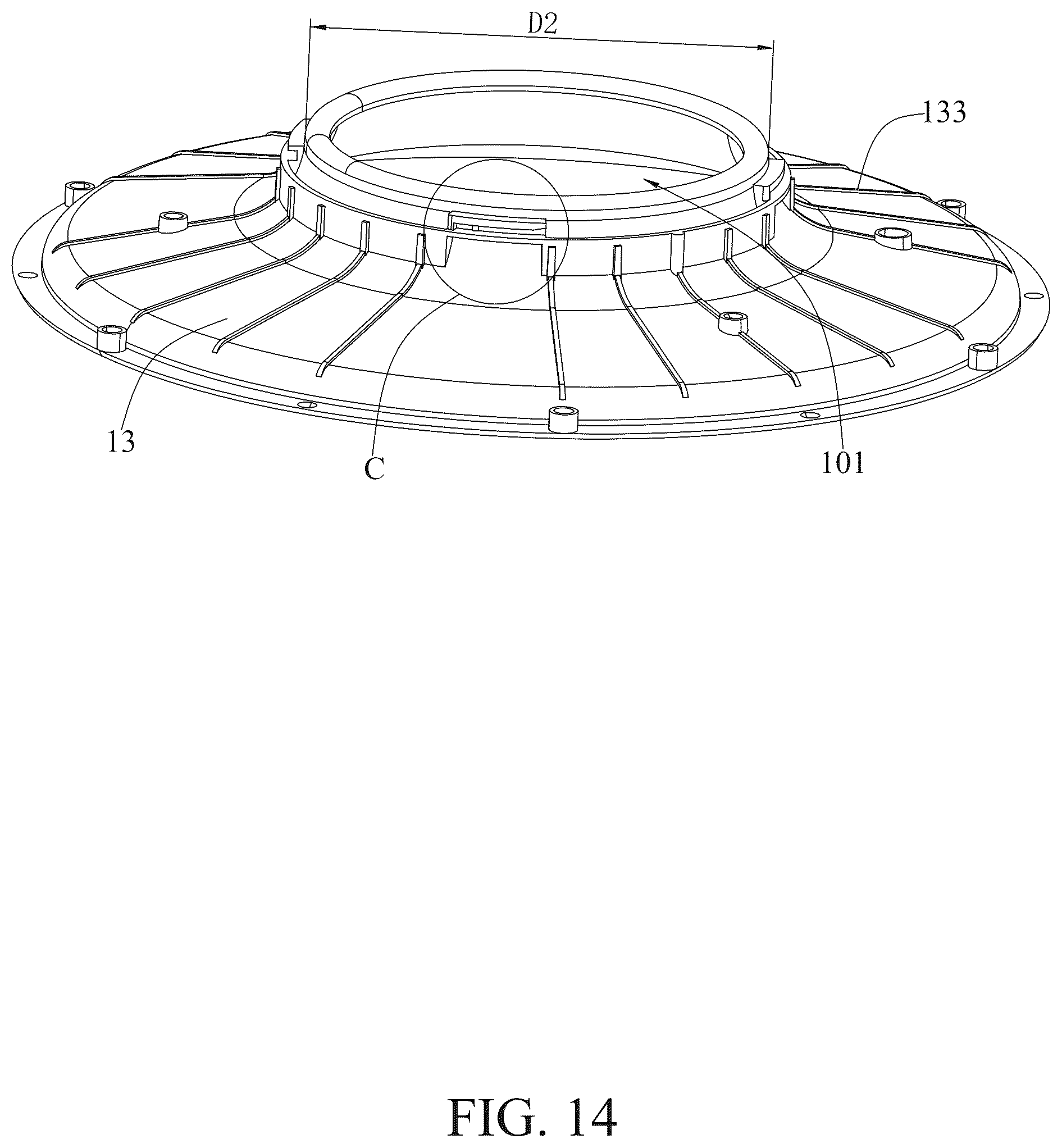 Patent US12359802 Figure 14 – Fan ceiling lamp