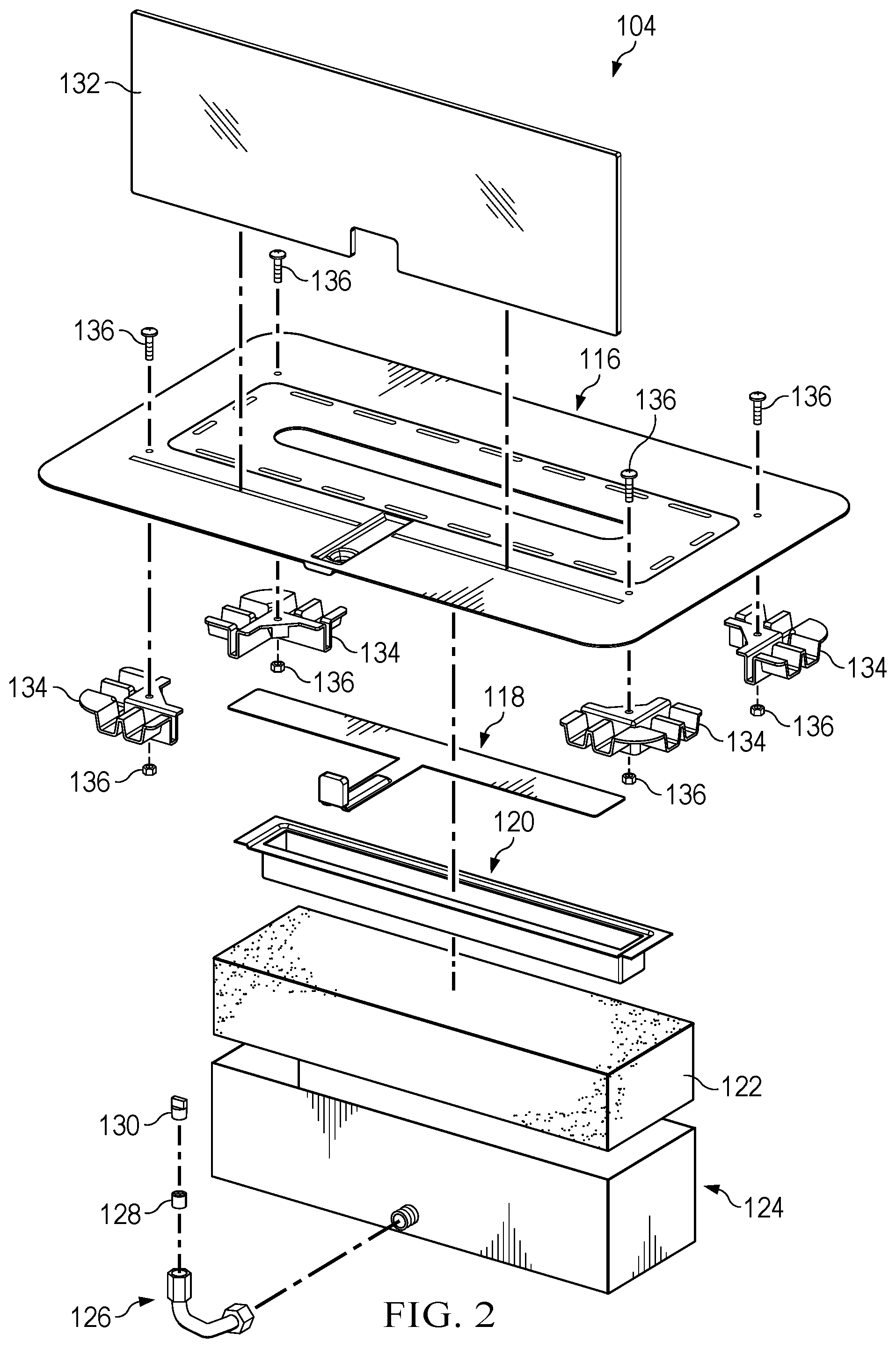 Patent US12359805 Figure 2 – Burner system with integrated shutter and spaced apart fill port