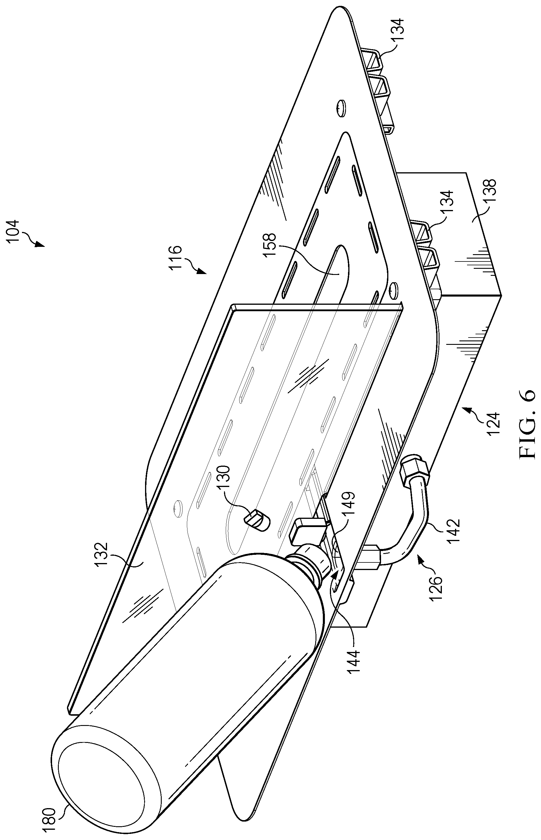Patent US12359805 Figure 6 – Burner system with integrated shutter and spaced apart fill port